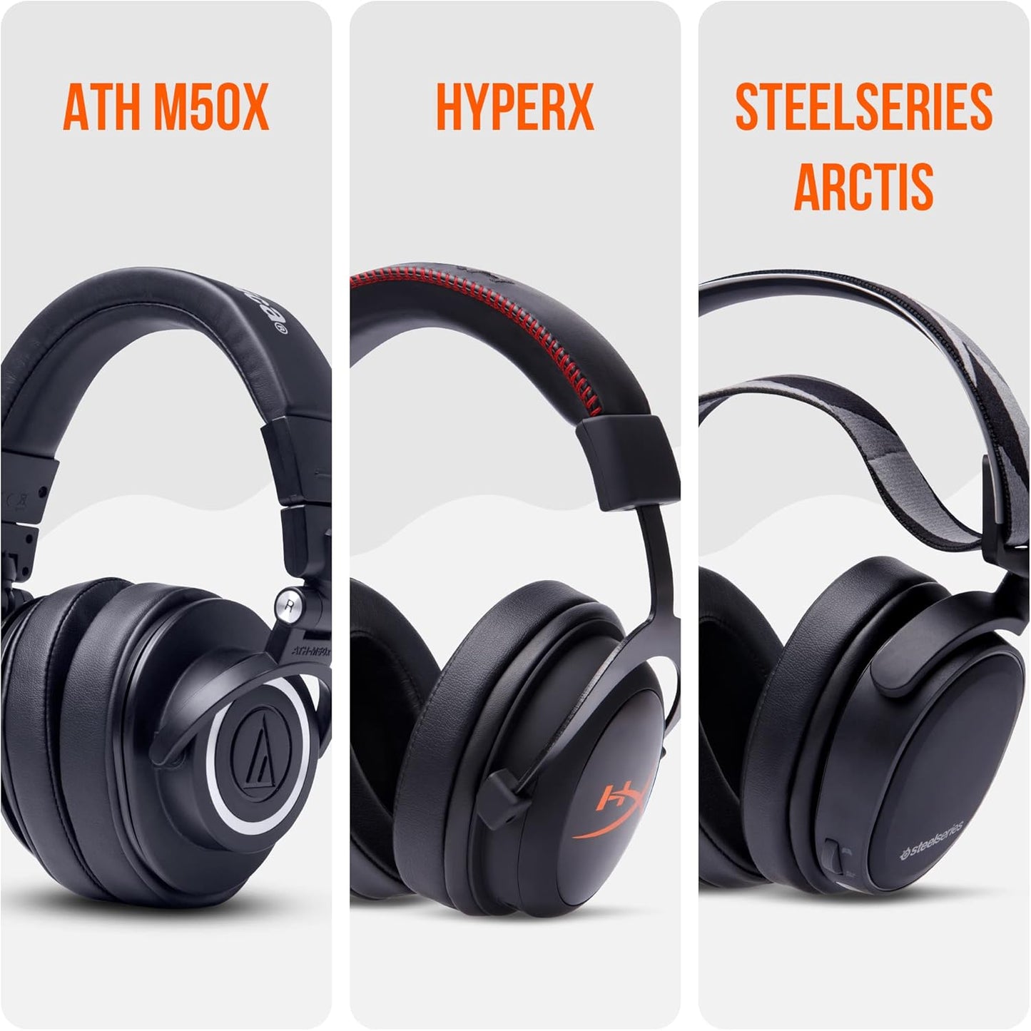 WC PadZ - The Ultimate Upgraded Earpads by Wicked Cushions - Compatible with Audio Technica, HyperX, SteelSeries Arctis & More - Extra Thick - Bigger Opening - Softer Memory Foam | (Black)