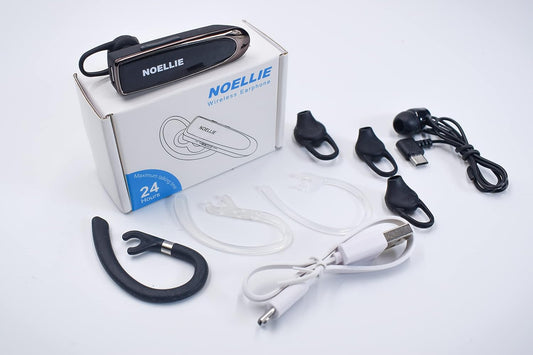 Noellie Bluetooth Earpiece for Cell Phones Wireless V5.0 Hands Free Headset Noise Canceling Mic 24Hrs Talking 1440Hrs Standby Compatible with Mobile Phone Tablet Laptop for Work from Home Driver - PuriLite