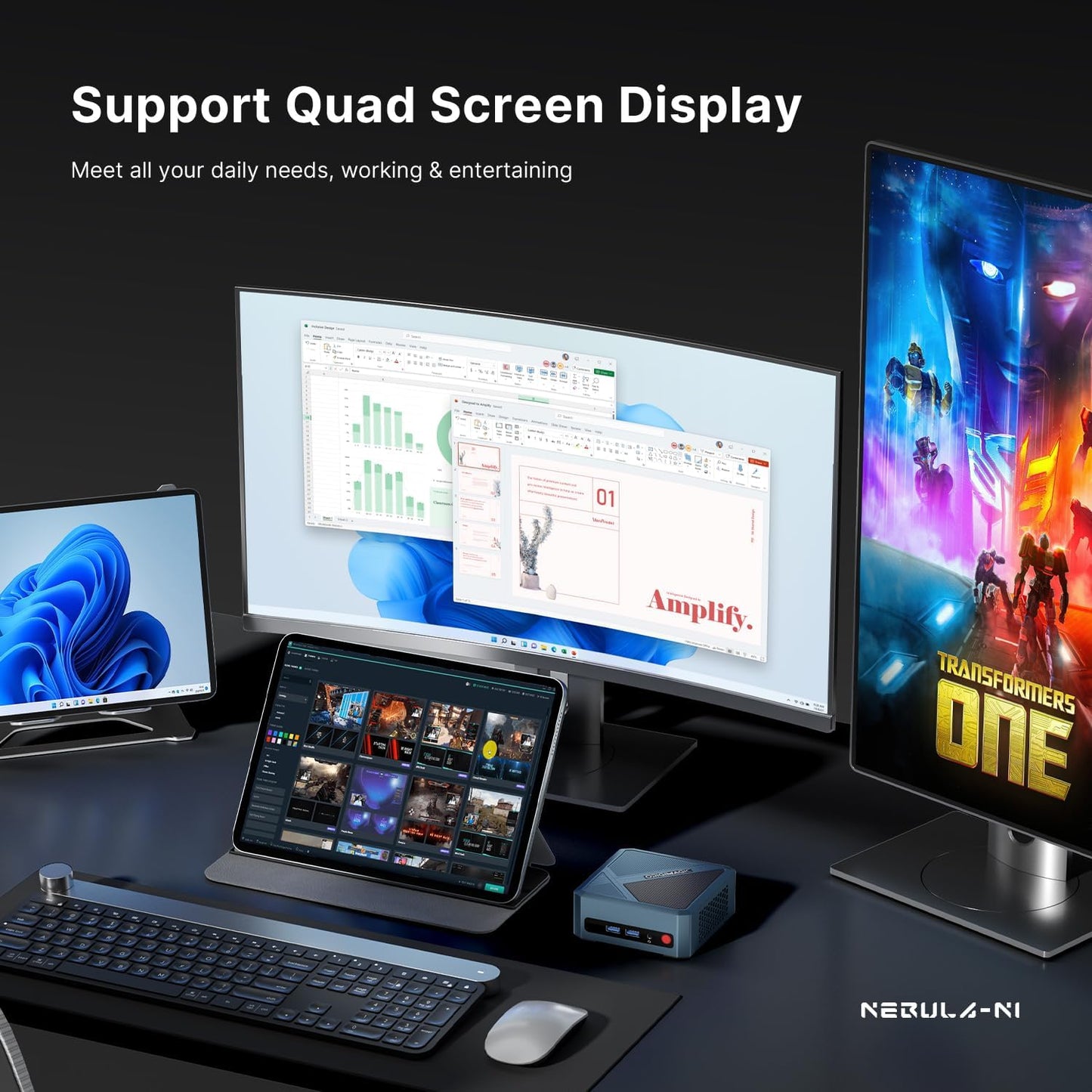 origimagic N2 Pro Mini PC, Ryzen 7 6800H Mini Computers (8C/16T, up to 4.7GHz), 32GB DDR5 RAM, 512GB PCle 4.0 NVME SSD, Radeon 680M, 8K UHD/USB4/USB3.2/USB2.0/WiFi 6E/BT 5.2