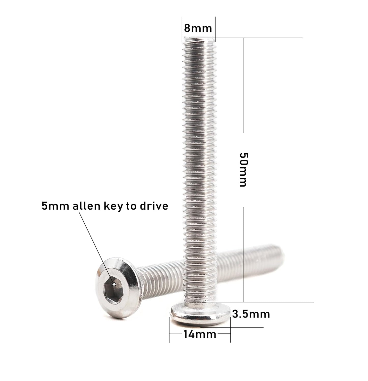 binifiMux 4pcs M10-1.25 x 70mm Serrated Flanged Hex Bolts Flange Hexagon Screws, Stainless Steel 18-8 (304), Plain Finish, DIN 6921
