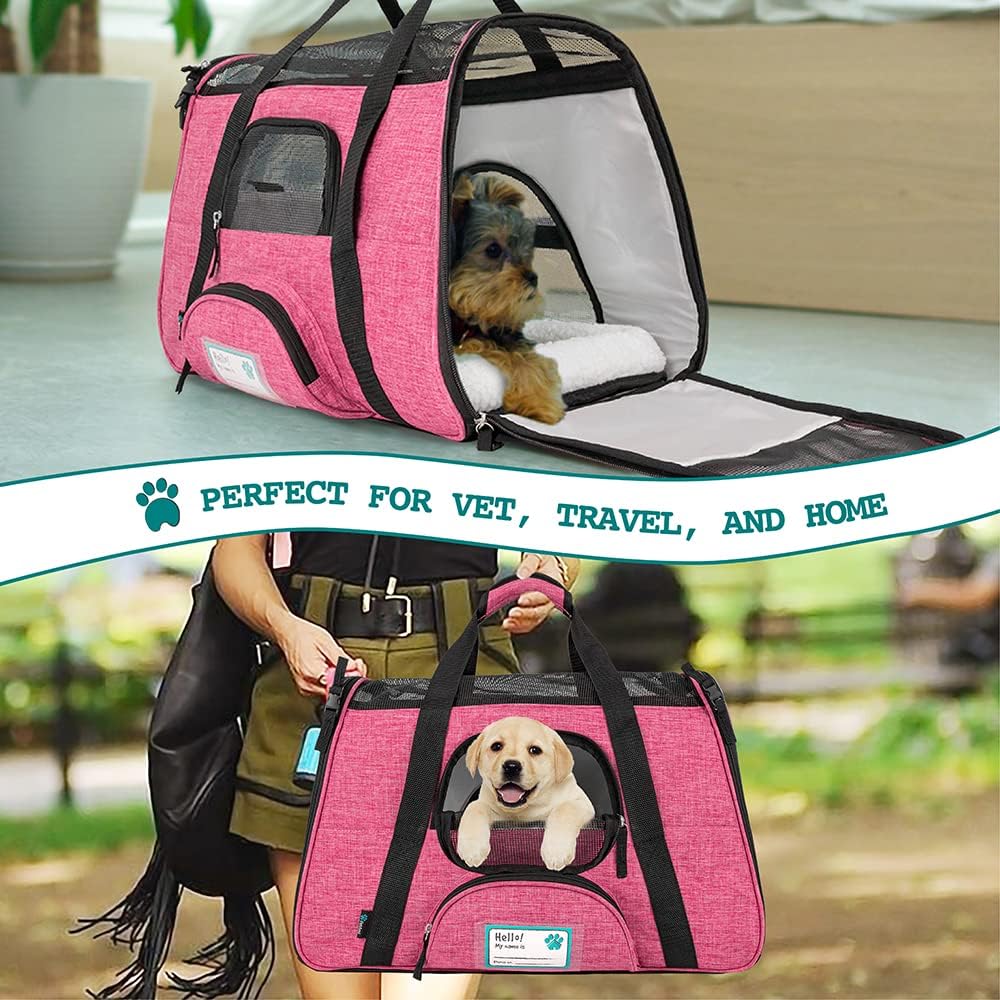 Premium Airline Approved Soft-Sided Pet Travel Carrier by PetAmi | Ventilated, Comfortable Design with Safety Features | Perfect For Plane or Car | Ideal for Small to Medium Sized Cats, Dogs, and Pets