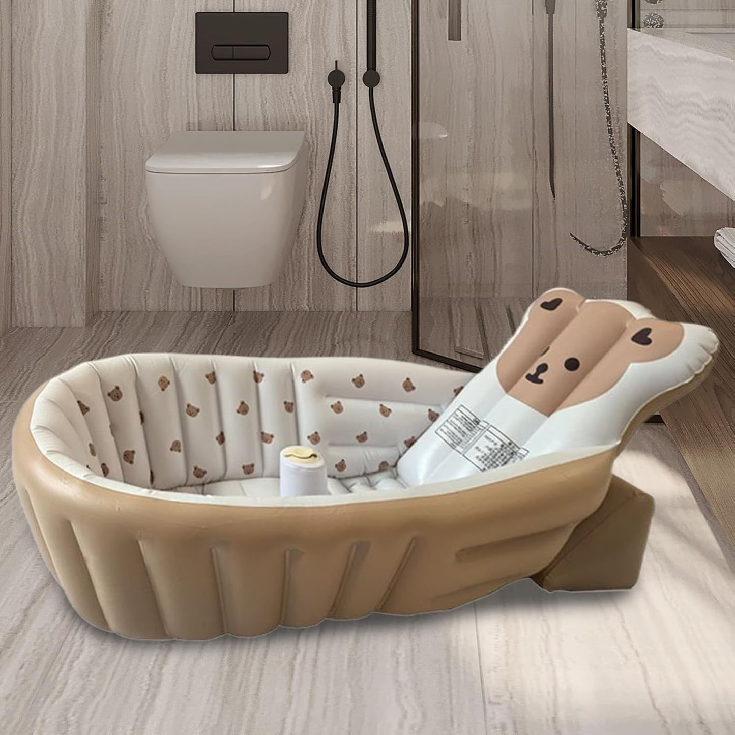 Baby Bath Tub, Inflatable Toddler Wash Tub Bath Seat With Pump | Adjustable Bathing Support Seat, Foldable Sitting Shower Bathtub For Camping Beach Travel Outdoor