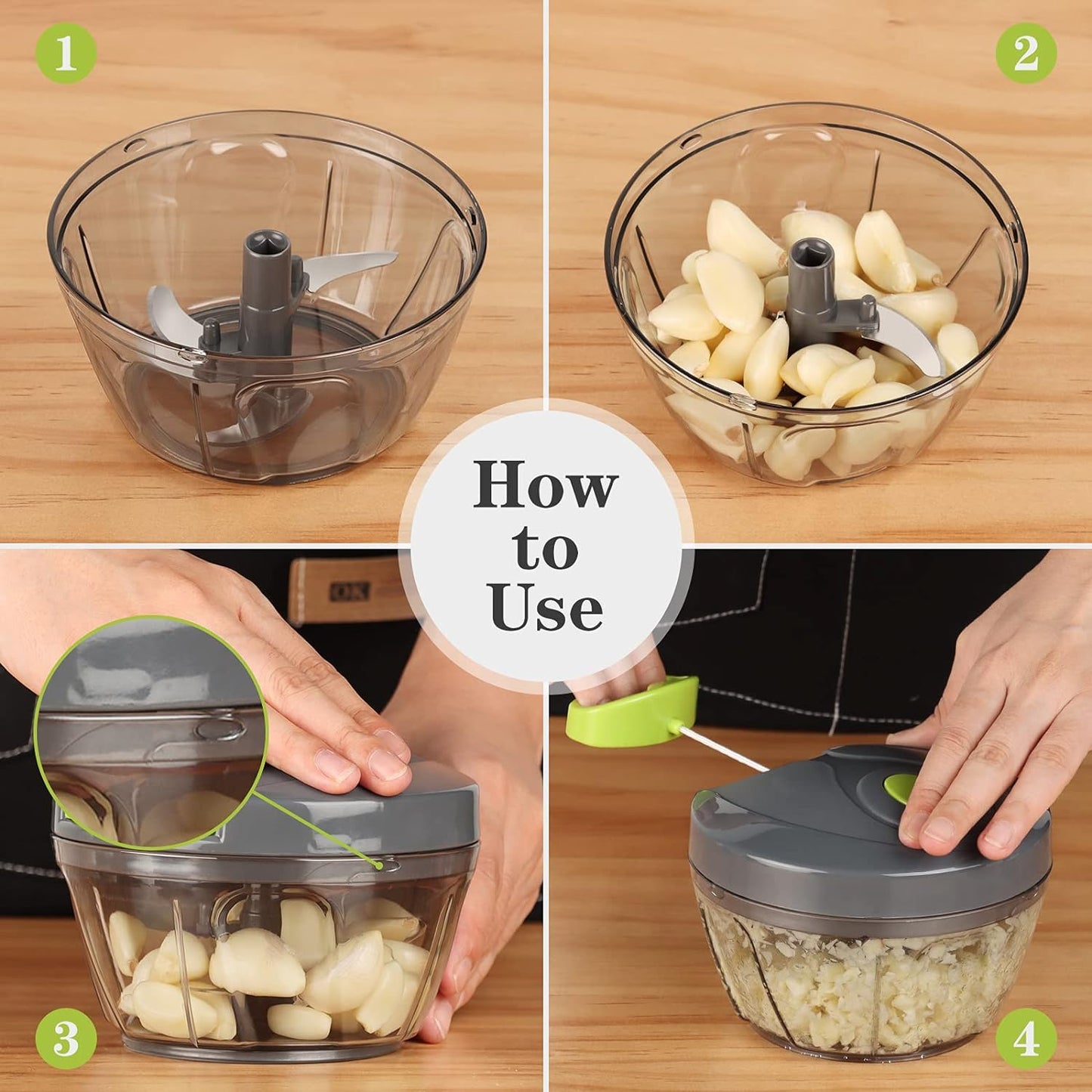 Cambom Manual Food Chopper Vegetable Cutter, Hand String Vegetable Chopper Onions Cutter for Vegetable Fruits Nuts BPA Free Food Safe Material, 550ml Gray