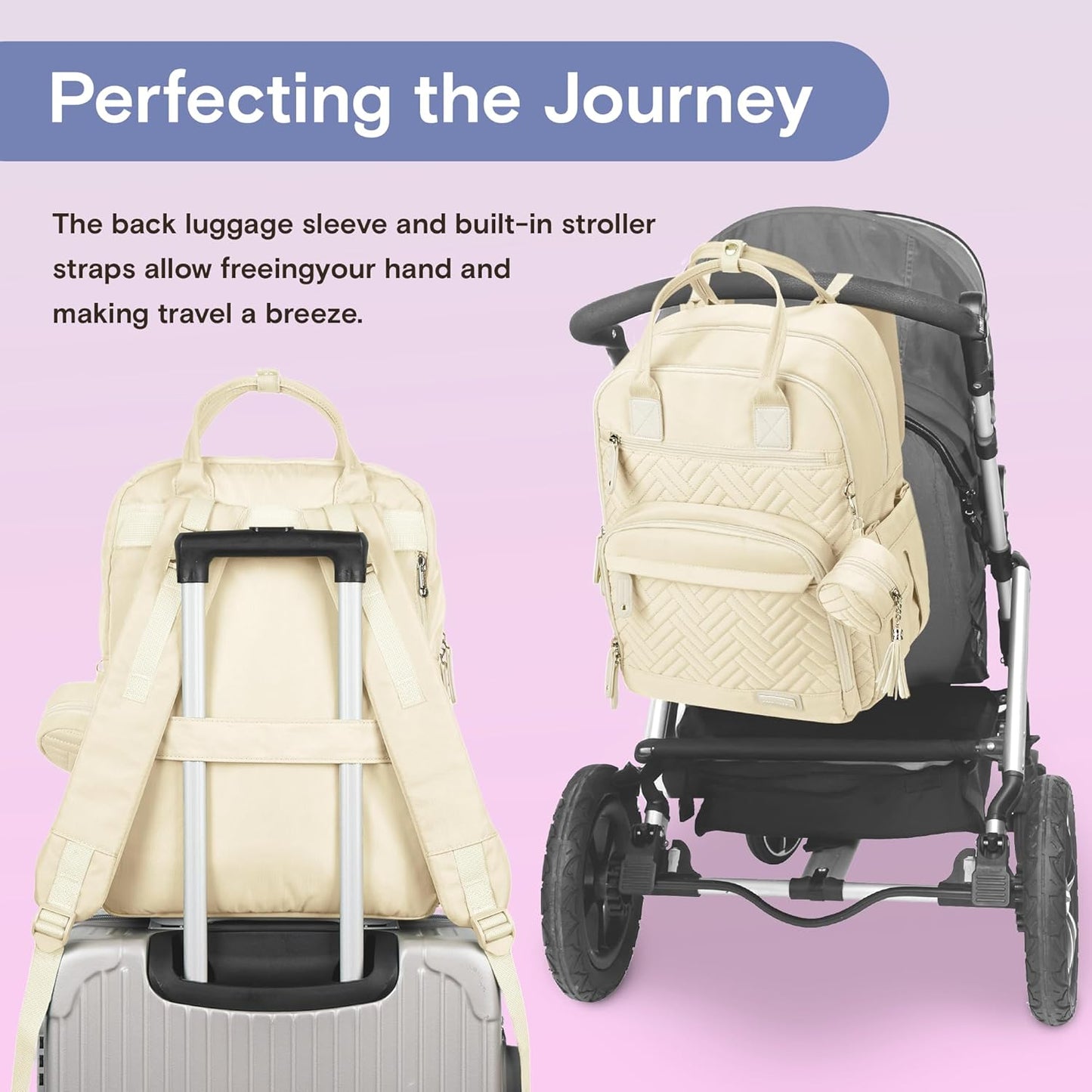 Diaper Bag Backpack, iniuniu Large Baby Bags with Diaper Pouch, Washable Changing Pad, Pacifier Case and Stroller Straps