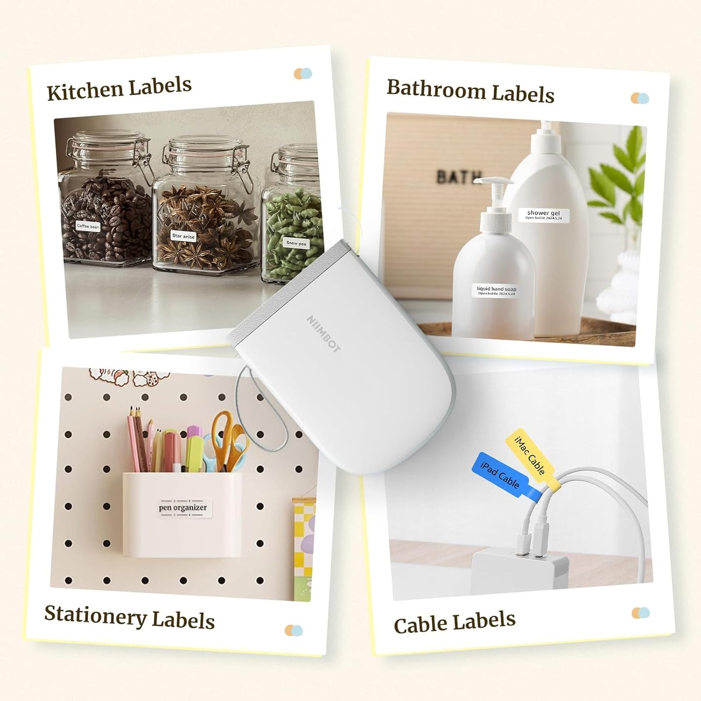 NIIMBOT D110 Mini Label Maker Machine with Tape(Pre-Cut Size 12x40mm), Portable Bluetooth Sticker Printer, Inkless Automatic Feeding One-Touch Custom Printing, Compatible with Phone Only