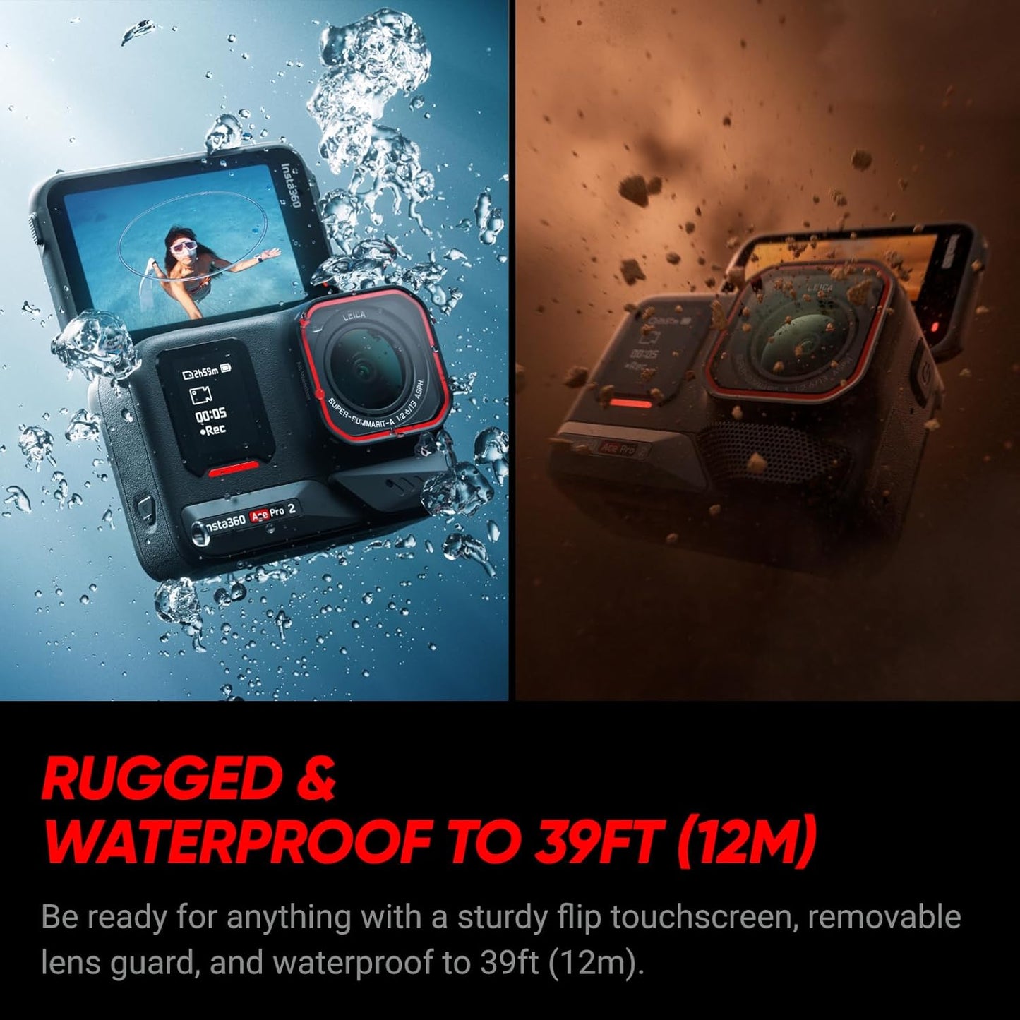 Insta360 Ace Pro 2 Get-Set Bundle- 8K Waterproof Action Camera Co-Engineered with Leica, 1/1.3" Sensor, Dual AI Chip, Leading Low Light, Superior Audio, Flip Screen & AI Editing, Dual Battery