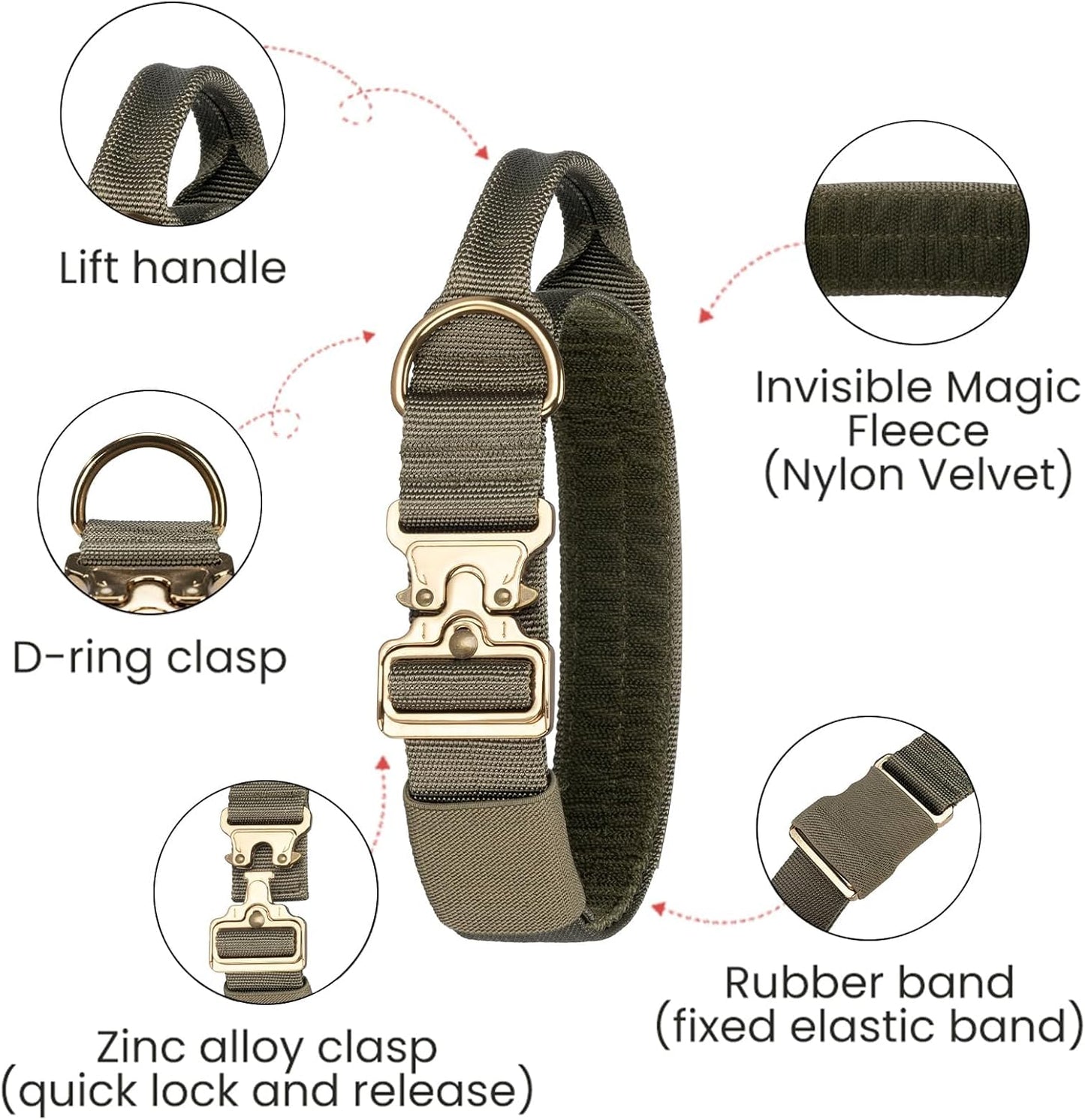 EXCELLENT ELITE SPANKER Tactical Dog Collar Nylon Adjustable K9 Collar Military Dog Collar Heavy Duty Metal Buckle with Handle(Coyote Brown-XL)