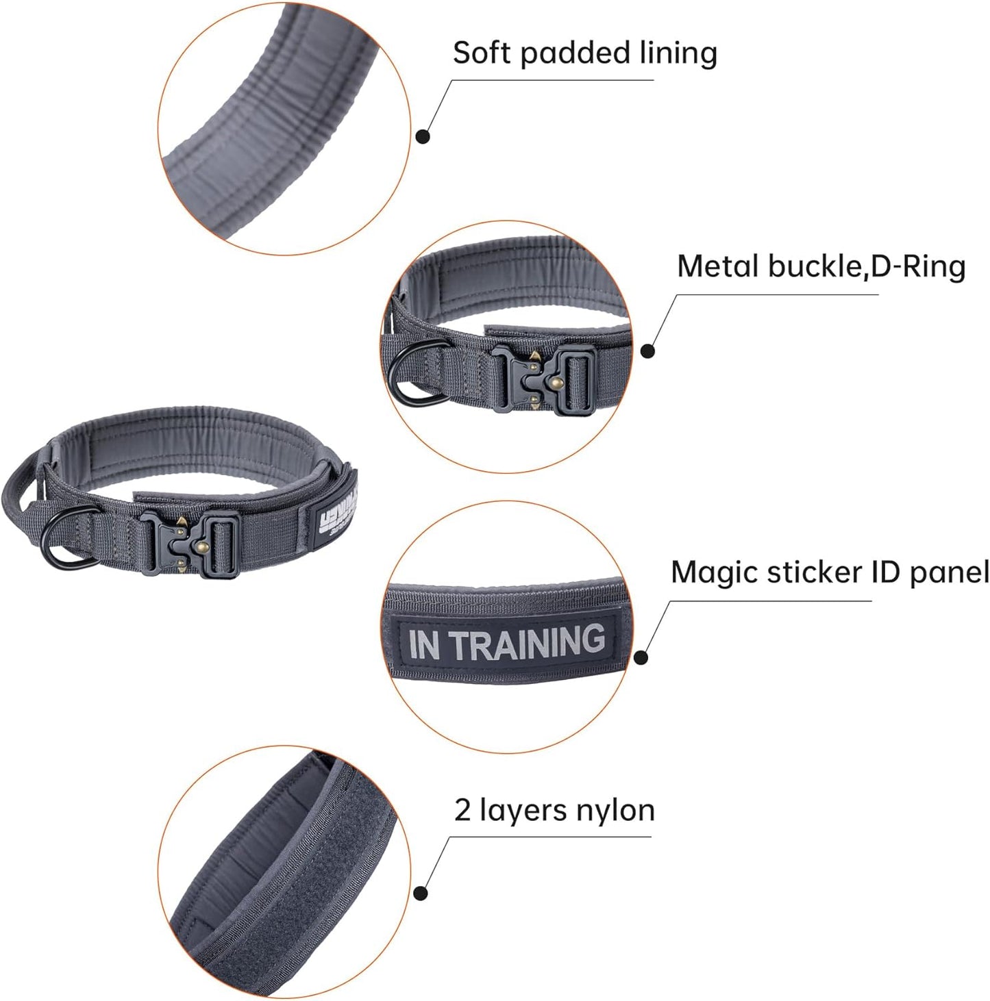 EXCELLENT ELITE SPANKER Tactical Dog Collar Nylon Adjustable K9 Collar Military Dog Collar Heavy Duty Metal Buckle with Handle(Coyote Brown-XL)