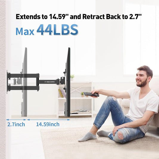 Full Motion Articulating TV Wall Mount Bracket with Swivel Tilt Extension & Rotation, Adjustable Arms for 13-42 Inch Flat/Curved LED LCD TVs & Monitors, Max 44lbs VESA 200x200mm - PuriLite