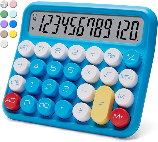 VEWINGL Mechanical Switch Calculator, 12 Digit Large LCD Display and Buttons, Great for Everyday Life and Basic Office Work, with Battery