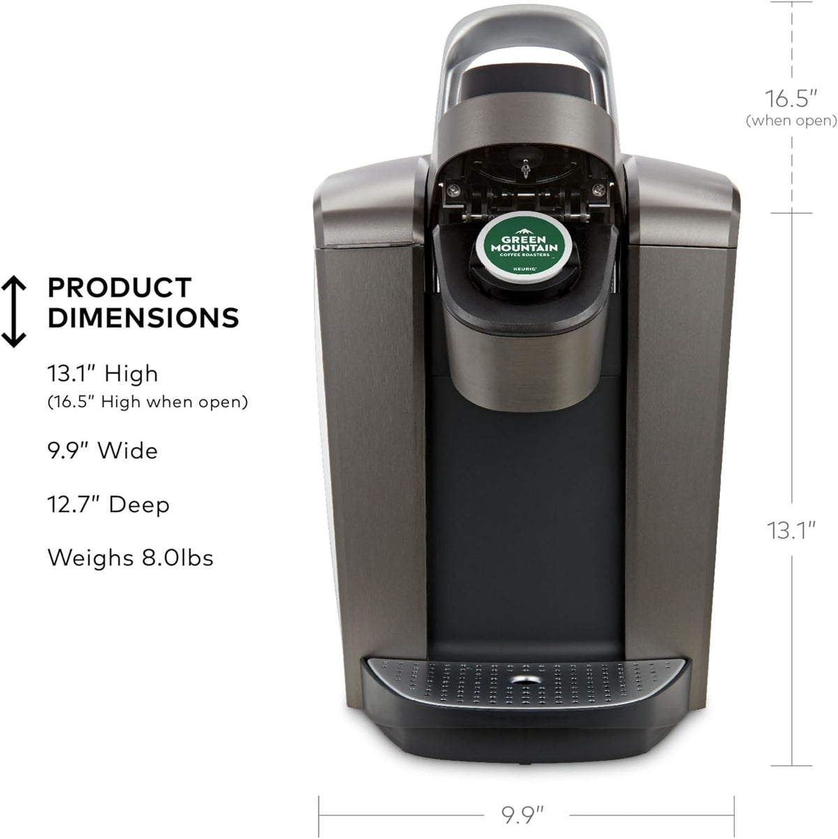 Keurig K-Elite K Single Serve K-Cup Pod Maker, with Strong Temperature Control, Iced Coffee Capability, 12oz Brew Size, Brushed Slate