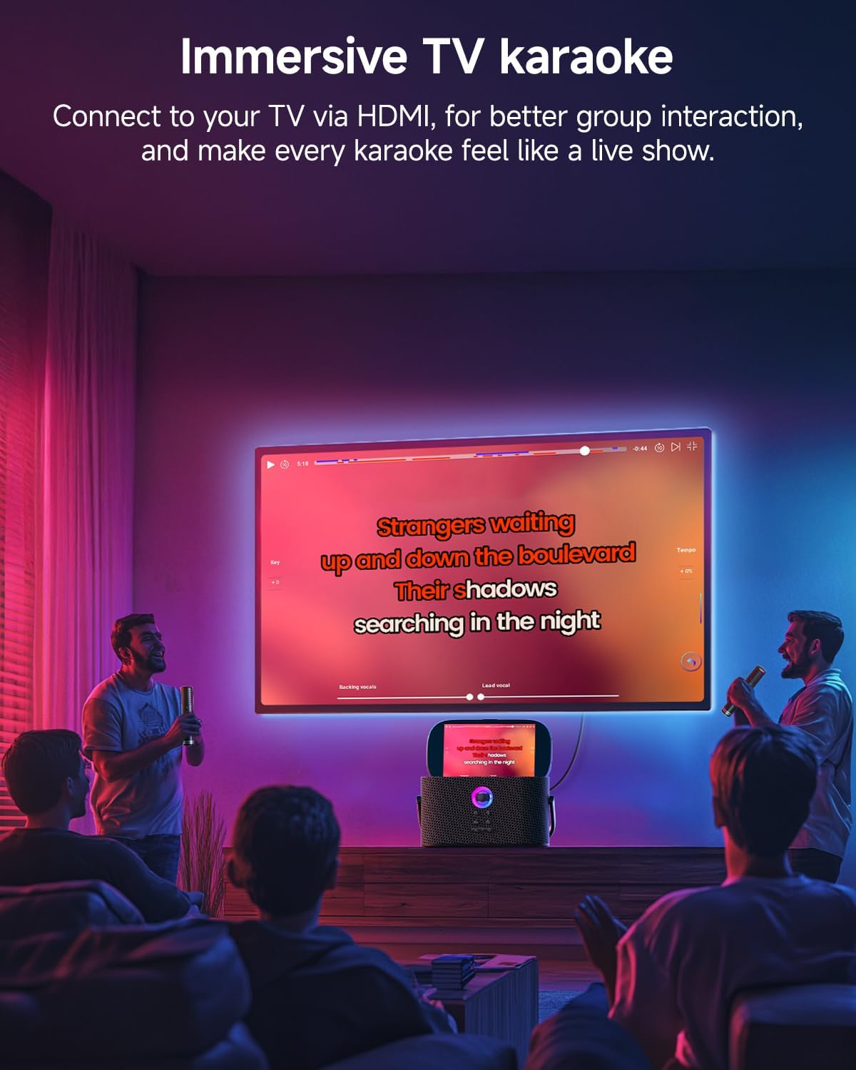 Karaoke Machine for Adults & Kids with Screen Lyrics Display, 2 Wireless Microphones Auto-Charging, Portable Bluetooth Speaker PA System WiFi/HDMI, Home Outdoor Party Speaker (Shell Series) (Shell S2)