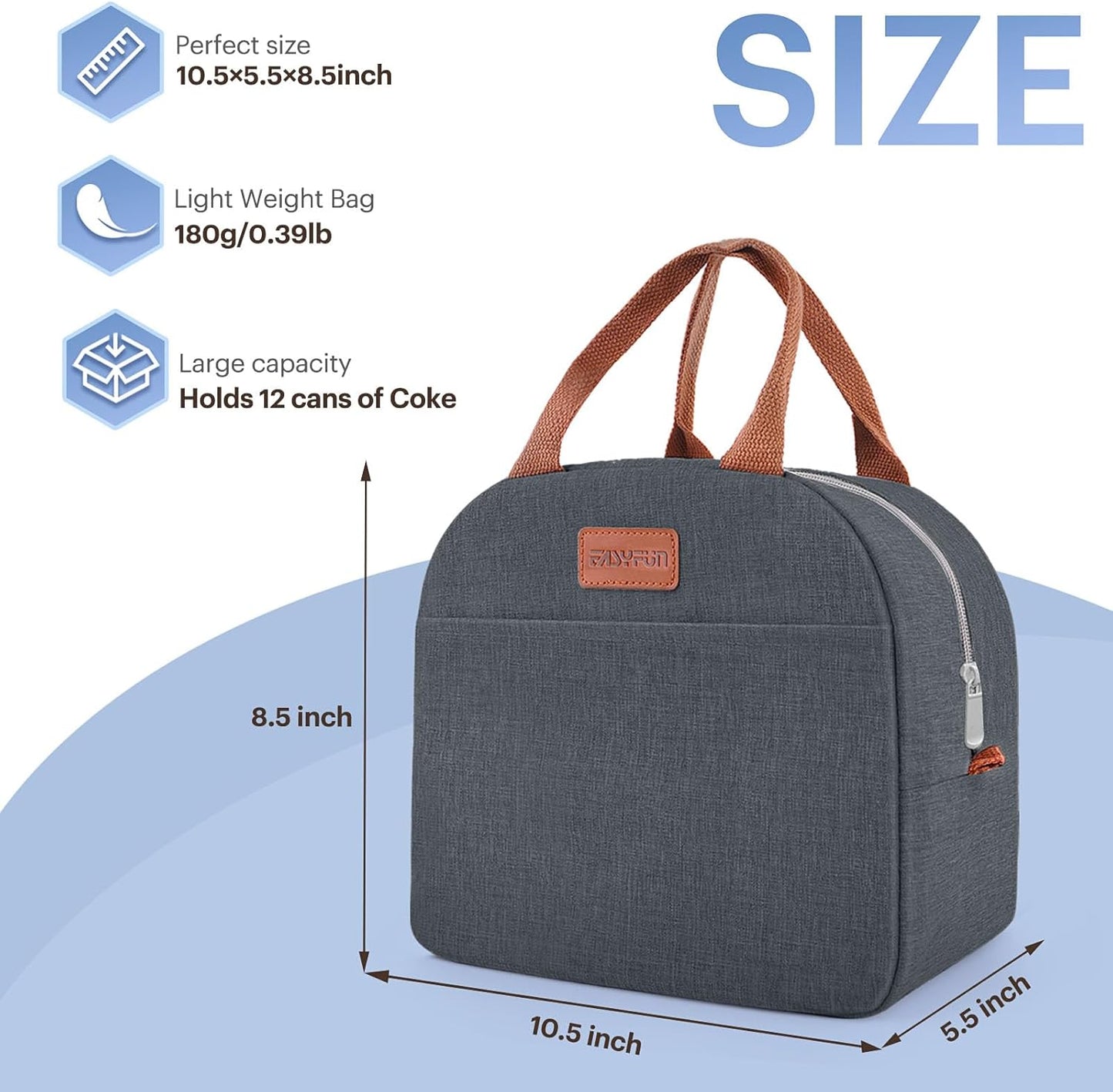 Lunch Bag for Women & Men Adult Insulated Lunch Box, Small Leakproof Cooler Food Lunch Containers Reusable High Capacity Lunch Tote Bags for Work, Travel, Outdoor
