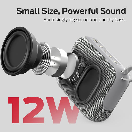Monster Cube 1 Portable Bluetooth Speaker, IPX7 Waterproof, Bluetooth 6.0, 20H Playtime, Powerful Stereo Sound, Speaker for Home, Outdoors and Travel, Grey - PuriLite