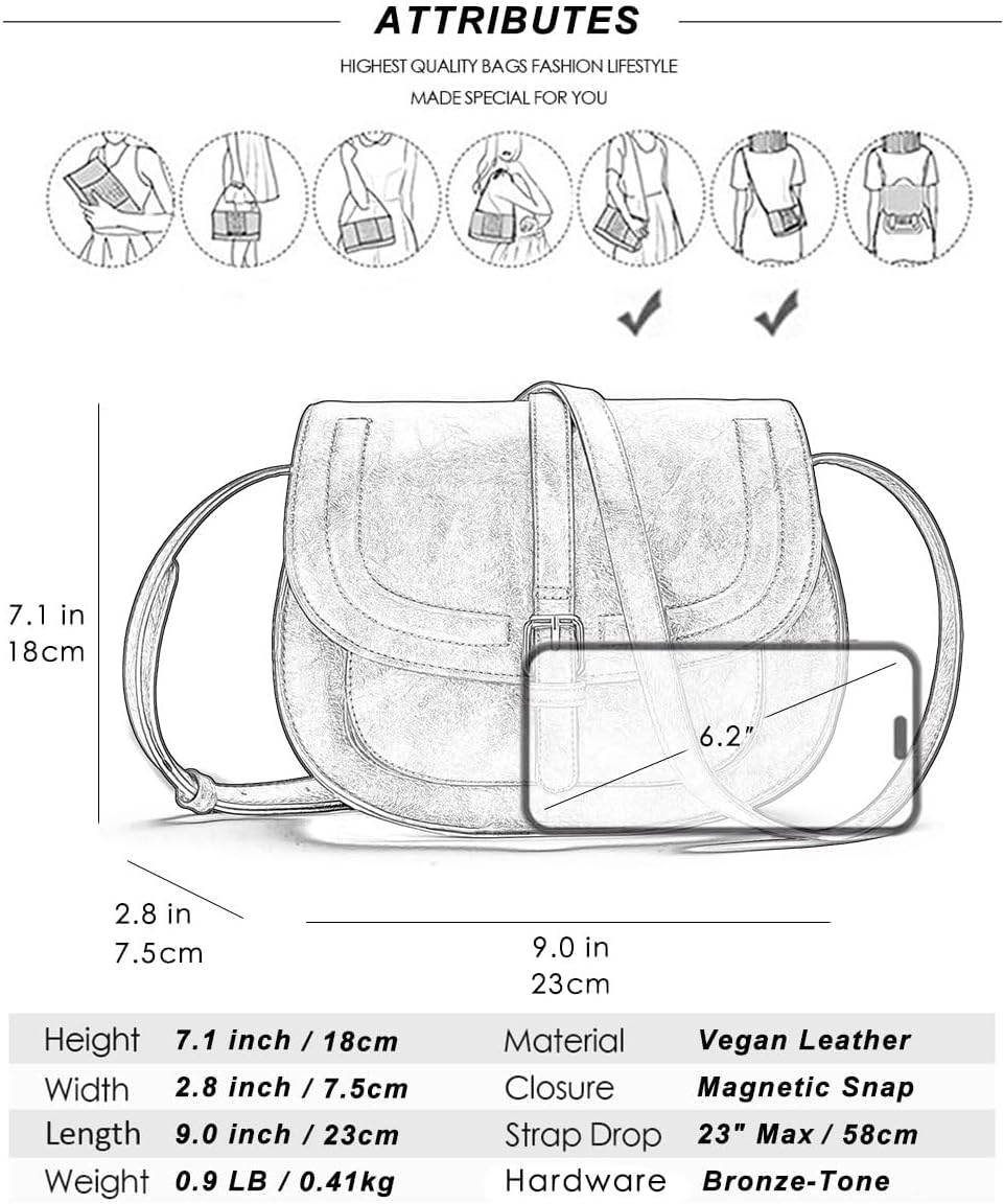 Crossbody Bags for Women Small Over the Shoulder Saddle Purses and Boho Cross body Handbags,Vegan Leather