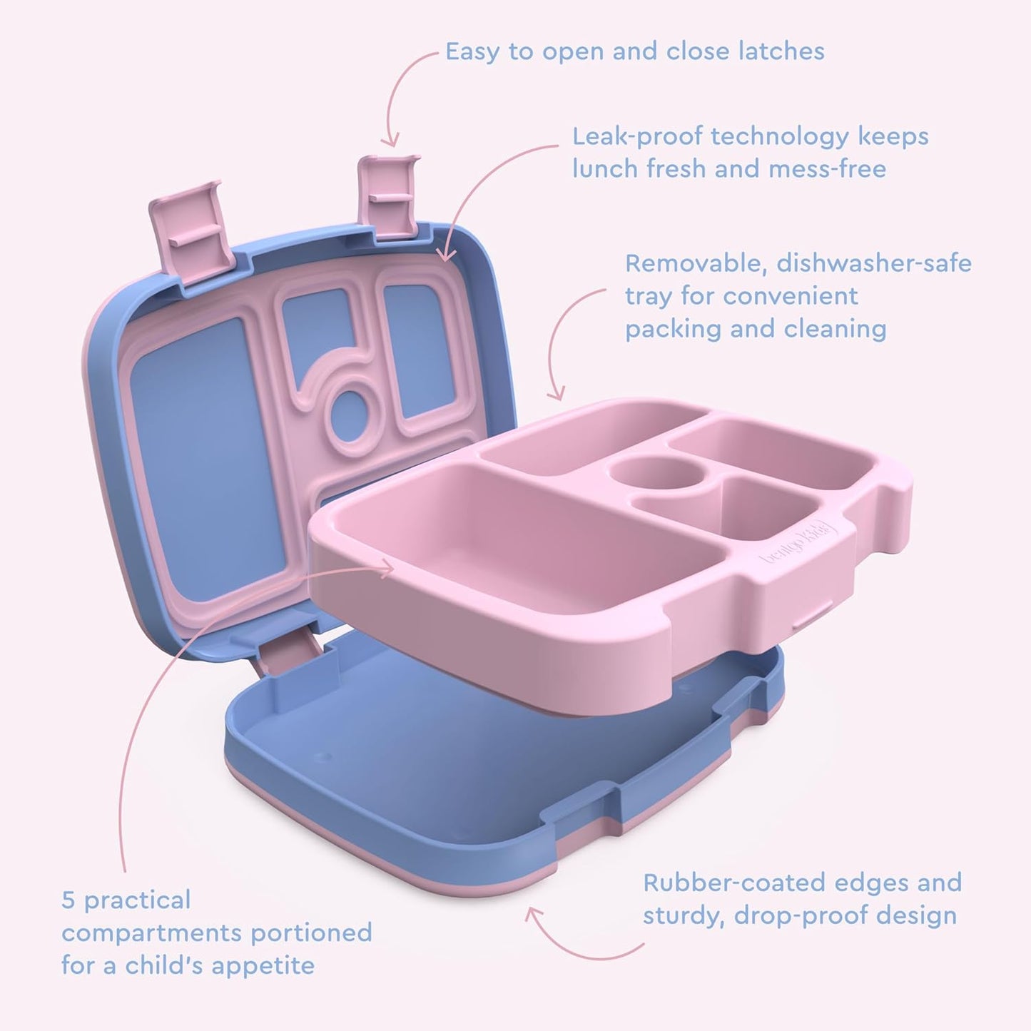 Bentgo Kids Prints Leak-Proof, 5-Compartment Bento-Style Kids Lunch Box - Ideal Portion Sizes for Ages 3-7, Durable, Drop-Proof, Dishwasher Safe, & Made with BPA-Free Materials (Green Rainbow)