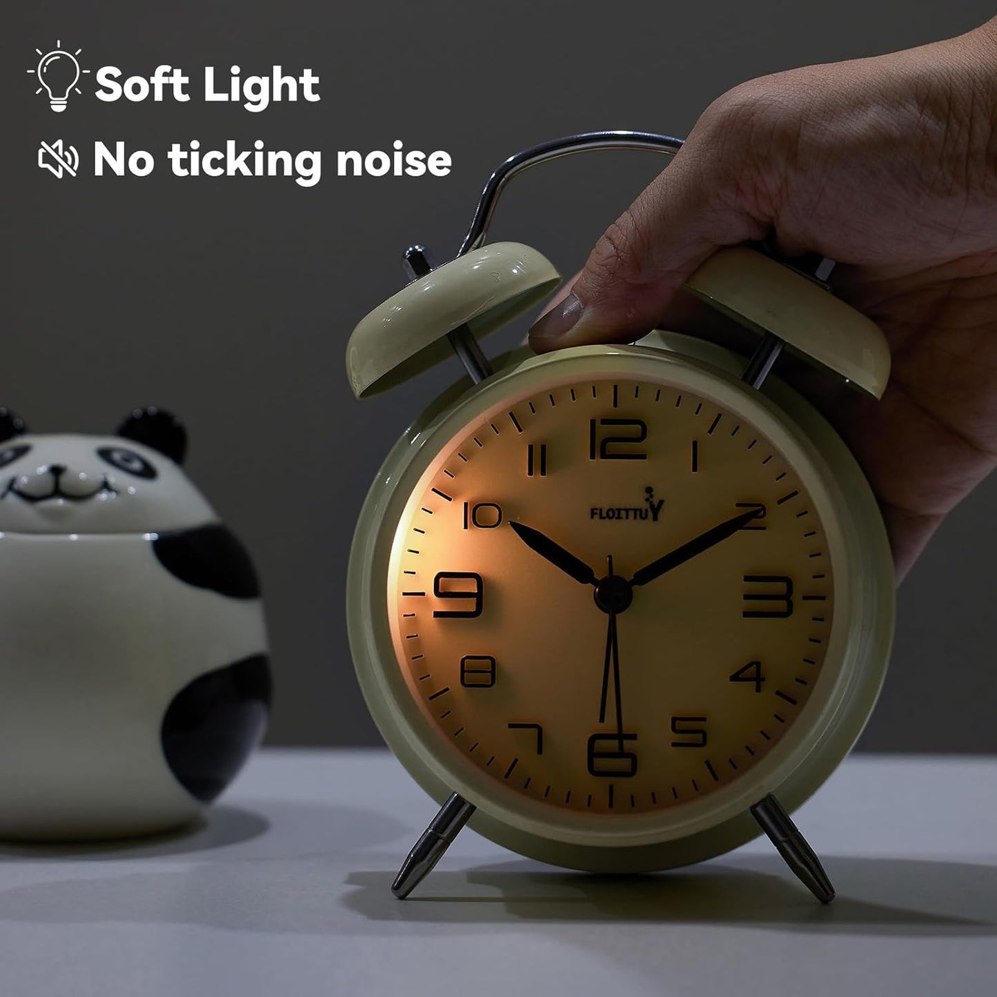 FLOITTUY (Loud Alarm for Deep Sleepers) 4'' Twin Bell Alarm Clock with Backlight for Bedroom and Home Decoration(Black)