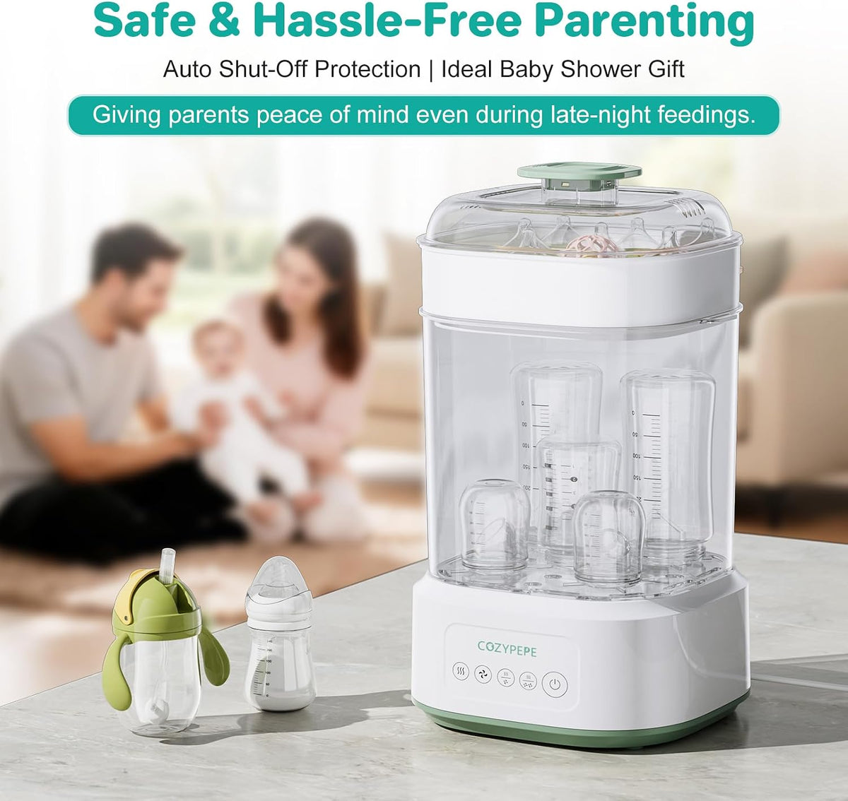 Electric Steam Baby Bottle Sterilizer and Dryer Compact Countertop