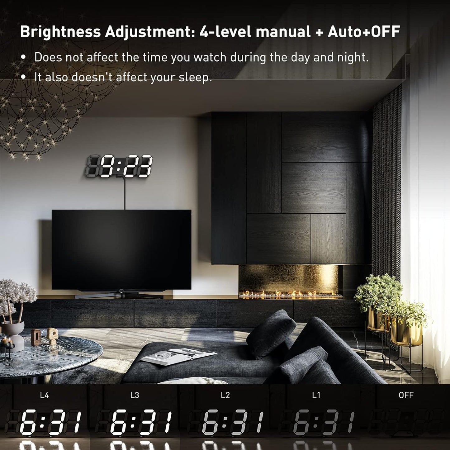 EDUP HOME 3D LED Wall Clock Desk Alarm Clock 7 Colors 9.7" with Remote Control, Digital Alarm Clock Adjustable Brightness Timer 12/24 Hr Time/Date/Temperature for Kid Bedroom/Kitchen/Office