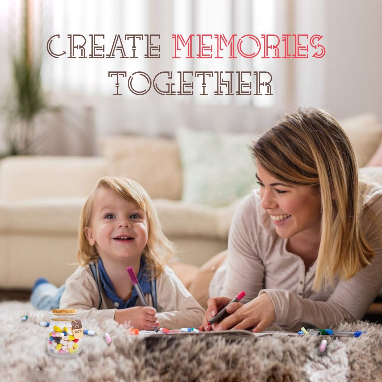 90pcs+ Message In a Bottle DIY Gift Extra Capsules and Notes (Mixed Colors)