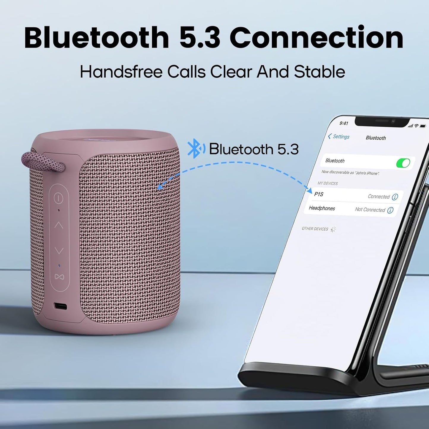 Deeyaple Portable Bluetooth Speaker, IP67 Waterproof Mini Bluetooth Speaker Wireless V5.3 with Stereo Sound,All Day,TWS Pairing,LED Light,Gift for him/her (Black)
