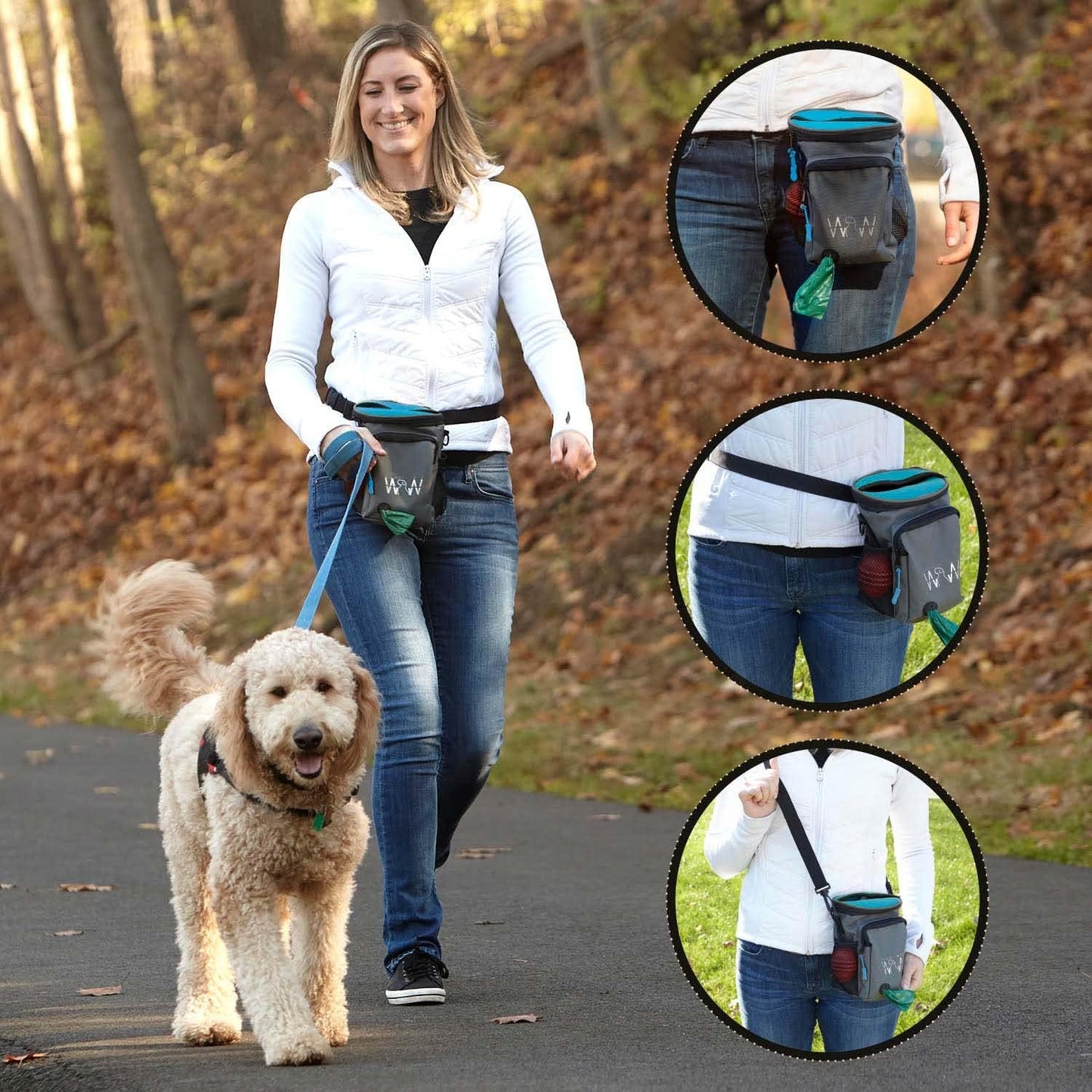 Wolf in Winter Quickdraw XL Dog Treat Pouch Bag for Training with Waste Bag Holder Phone Pocket and Belt Clip – Dog Accessories for Walking Hiking and Puppy Essentials – (Raspberry)