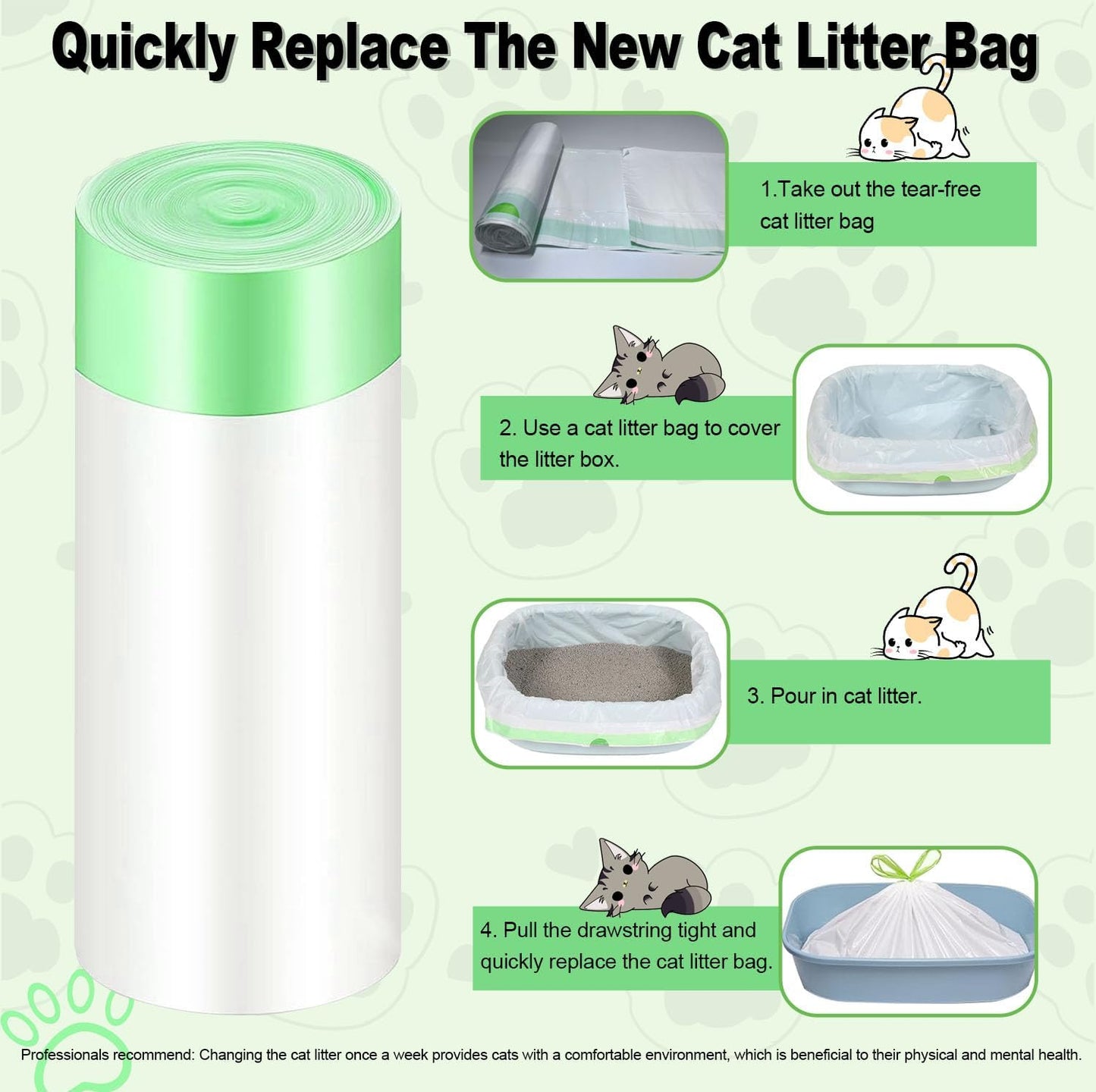 Rastalola Official® 120 Pack Cat Litter Bags with Drawstring, Compatible with Litter Robot 3 & 4, 10-12 Gallons (Sold by Ameroliy-US Store)