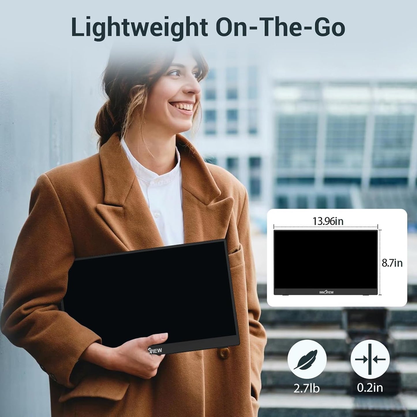 InnoView 4K OLED Portable Monitor, 14 Inch OLED Monitor for Laptop, 100% DCI-P3, 1MS with Speaker and Stand, USB-C HDMI High-end Screen for Laptop PC MAC Phone PS4 Xbox Switch