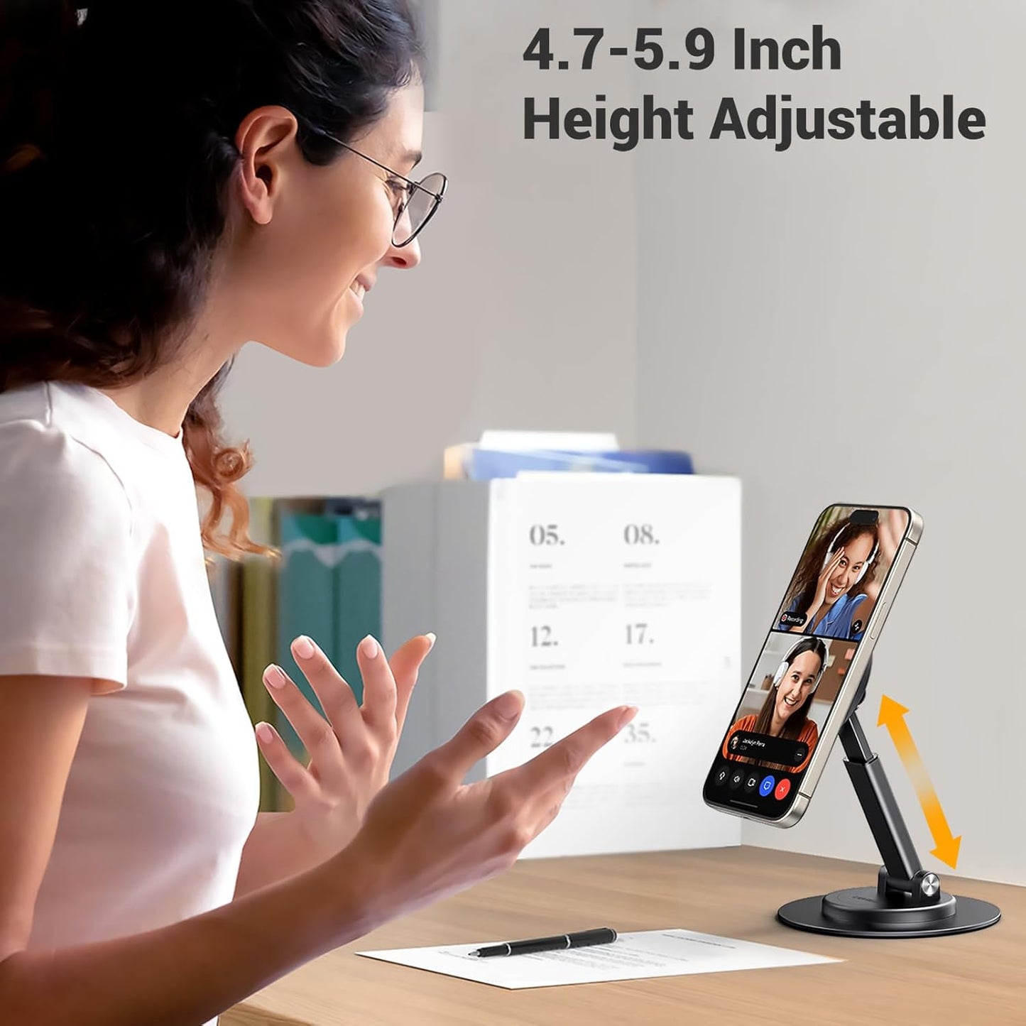 UGREEN Magsafe Phone Stand Magnetic Holder for Desk 360° Rotating Adjustable Height Foldable Portable Travel Mount Metal Ring Compatible with iPhone 16 15 Pro Max 14 13 12,Galaxy S24 Ultra S23