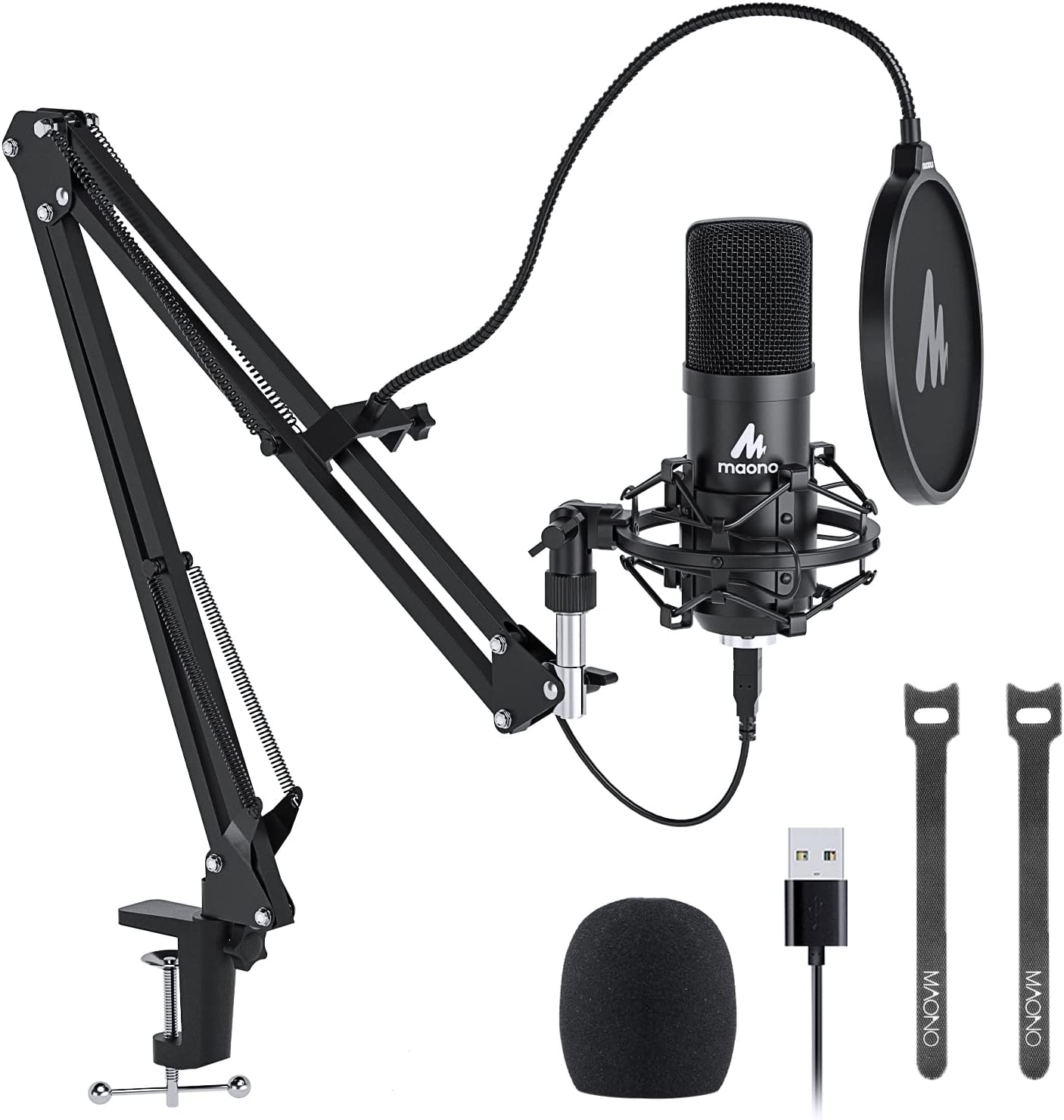 USB Microphone, MAONO 192kHz/24Bit Plug & Play PC Computer Podcast Condenser Cardioid Metal Mic Kit with Professional Sound Chipset for Recording, Gaming, Singing, YouTube (AU-A04)