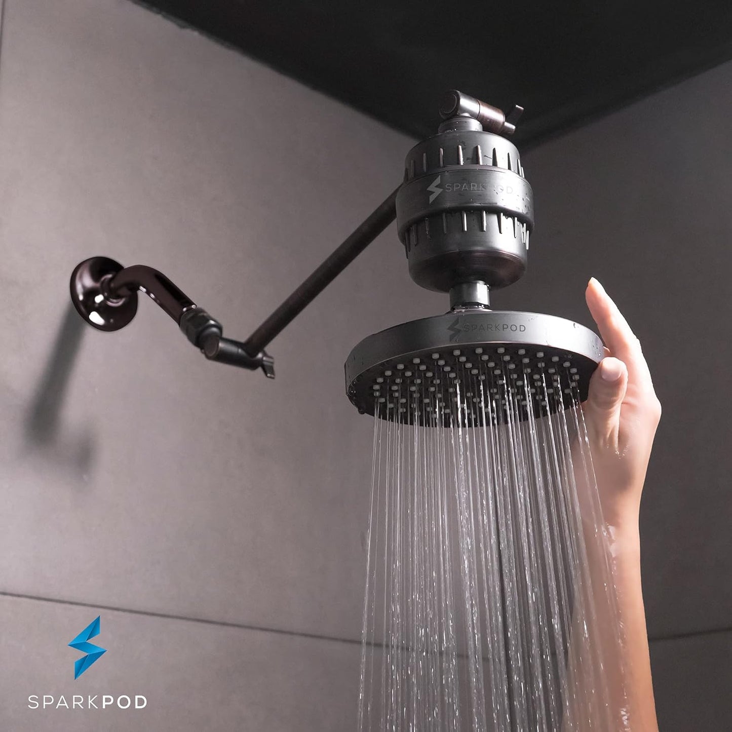 SparkPod Shower Head - High Pressure Rain - Premium Quality Luxury Design - 1-Min Install - Easy Clean Adjustable Replacement for Your Bathroom Shower Heads (Luxury Polished Chrome, 6 Inch Round)