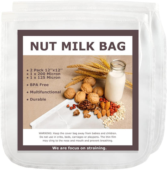Purilite Select 100% Cotton Nut Milk & Cheesecloth Bags (2 Pack)