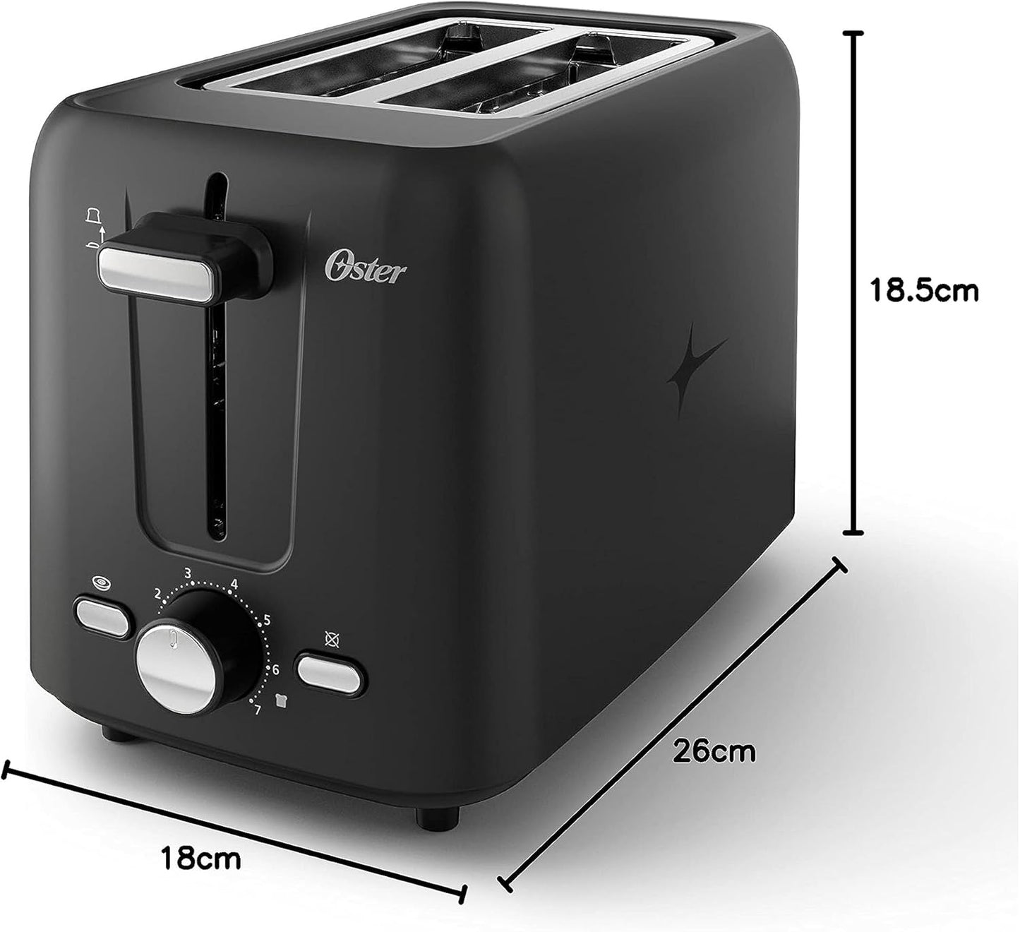 2-Slice Toaster with Custom Bagel Setting and Extra-Wide Slots – 7 Shade Controls, Removable Crumb Tray, Sleek Black Design - PuriLite