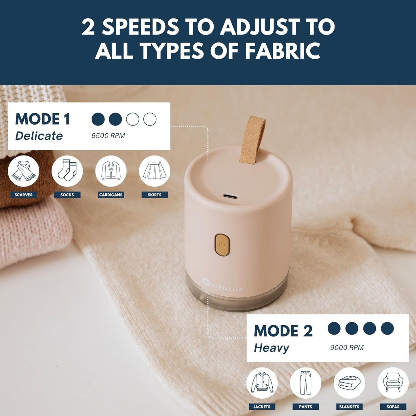 Electric Lint Remover for Clothes and Sweaters, Rechargeable Fabric Shaver with Dual Speed, Portable Pill Remover for Wool, Cotton, and Home Fabrics - PuriLite