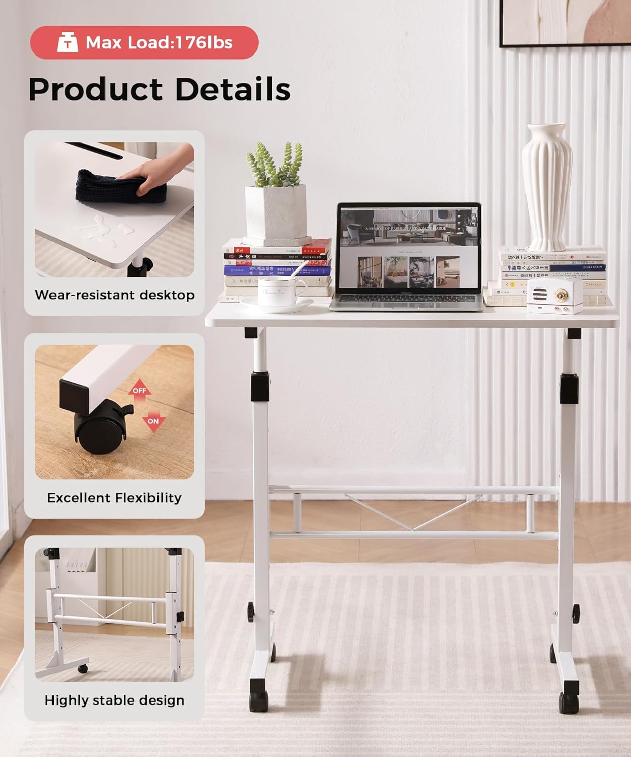 Purilite Select 32-Inch Adjustable Height Mobile Standing Desk