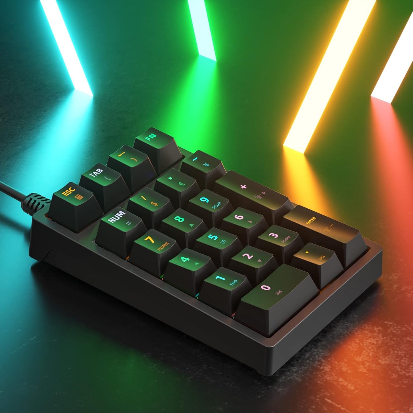Purilite Select 21-Key Mechanical Numeric Keypad | RGB Backlit Blue Switch with Programmable Keys