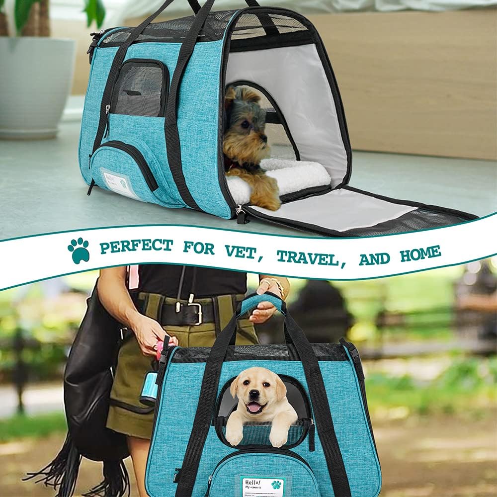 Premium Airline Approved Soft-Sided Pet Travel Carrier by PetAmi | Ventilated, Comfortable Design with Safety Features | Perfect For Plane or Car | Ideal for Small to Medium Sized Cats, Dogs, and Pets