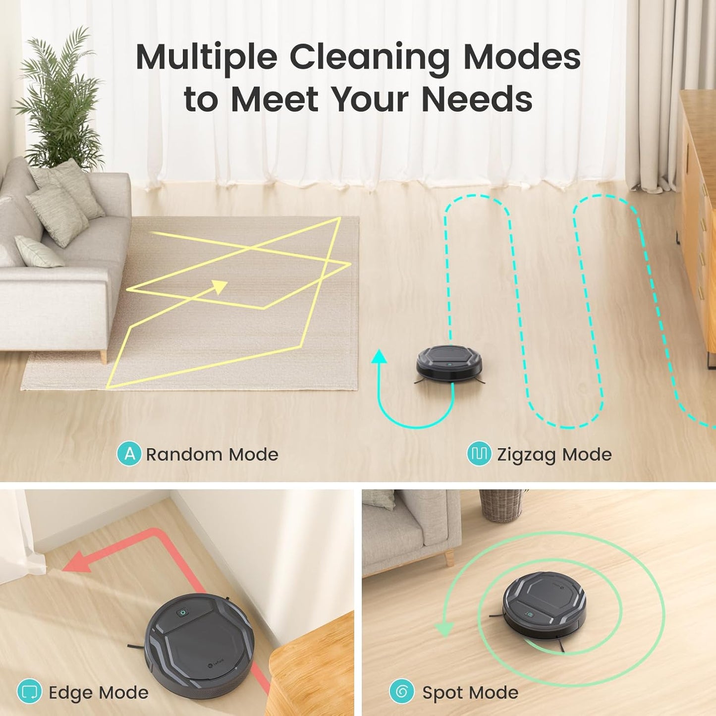 Lefant Robot Vacuum Cleaner, 6 Cleaning Modes, Wi-Fi Connected, SmartSense Technology, Multi-Surface Cleaning, Self-Charging Robotic Vacuum, Alexa, Ideal for Pet Hair and Hard Floor(M210 Pro)