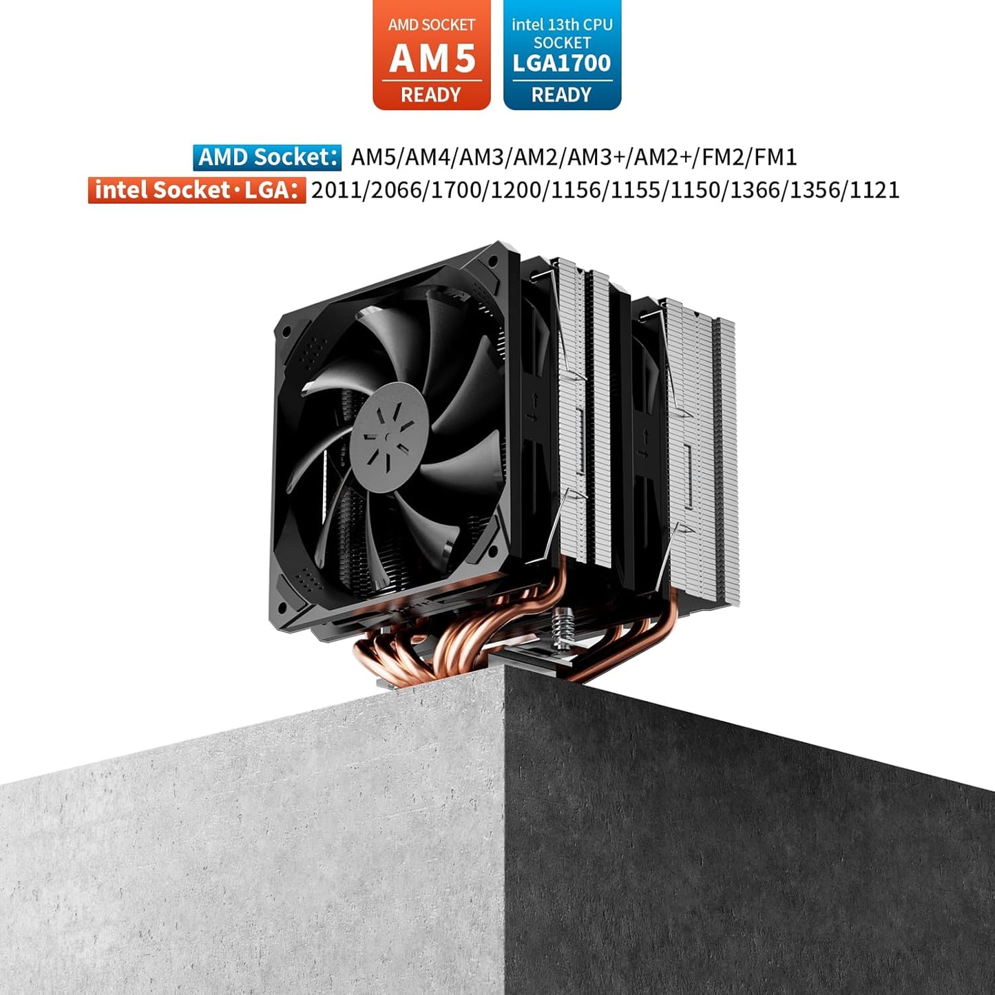 upHere D6SEC CPU Cooler, Intel LGA2011,LGA2066, LGA1700,AMD AM5/AM4/Ryzen 120mm,Dual Towers,5V ARGB