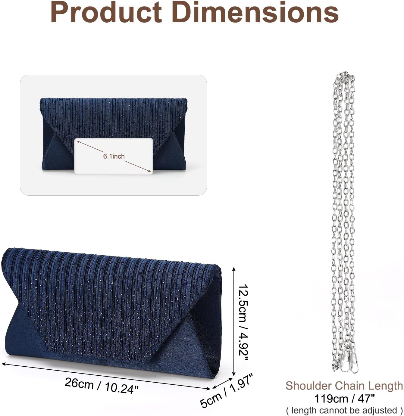 DTGN Evening Bags Clutch Purses for Women Formal, Purse Handbag Crossbody Bag Rhinestone Shoulder Bag for Wedding Party