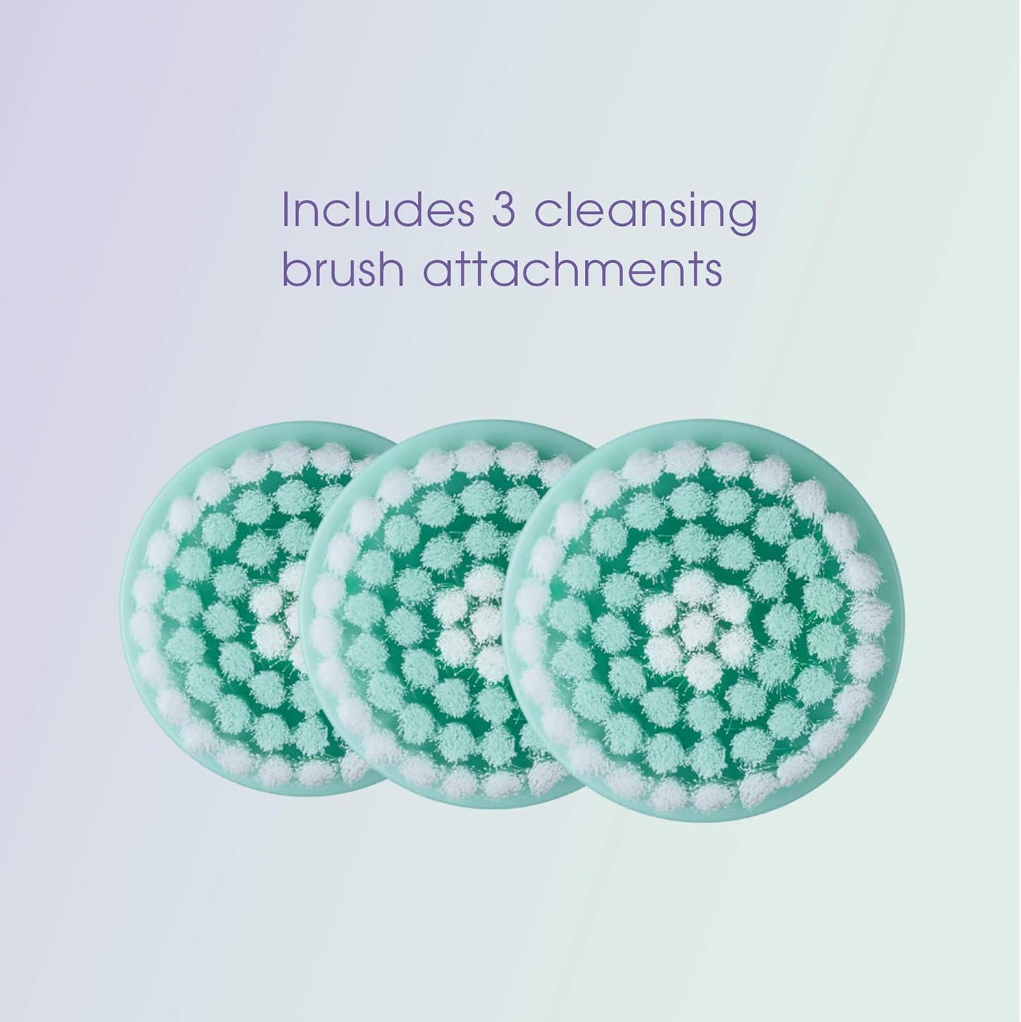 True Glow by Conair Battery Operated Facial Cleansing Brush, Water Resistant with 3 Brushes for cleansing + gentle exfoliating for all skin types, White