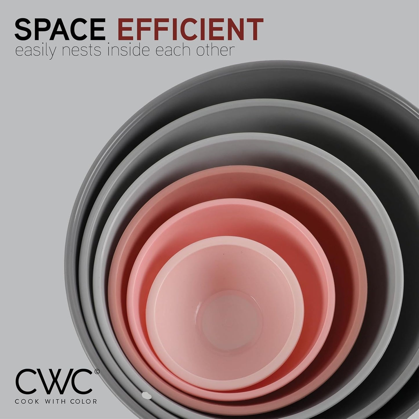 COOK WITH COLOR Mixing Bowls with TPR Lids - 12 Piece Plastic Nesting Bowls Set Includes 6 Prep Bowls and 6 Lids, Microwave Safe Mixing Bowl Set (Mint)