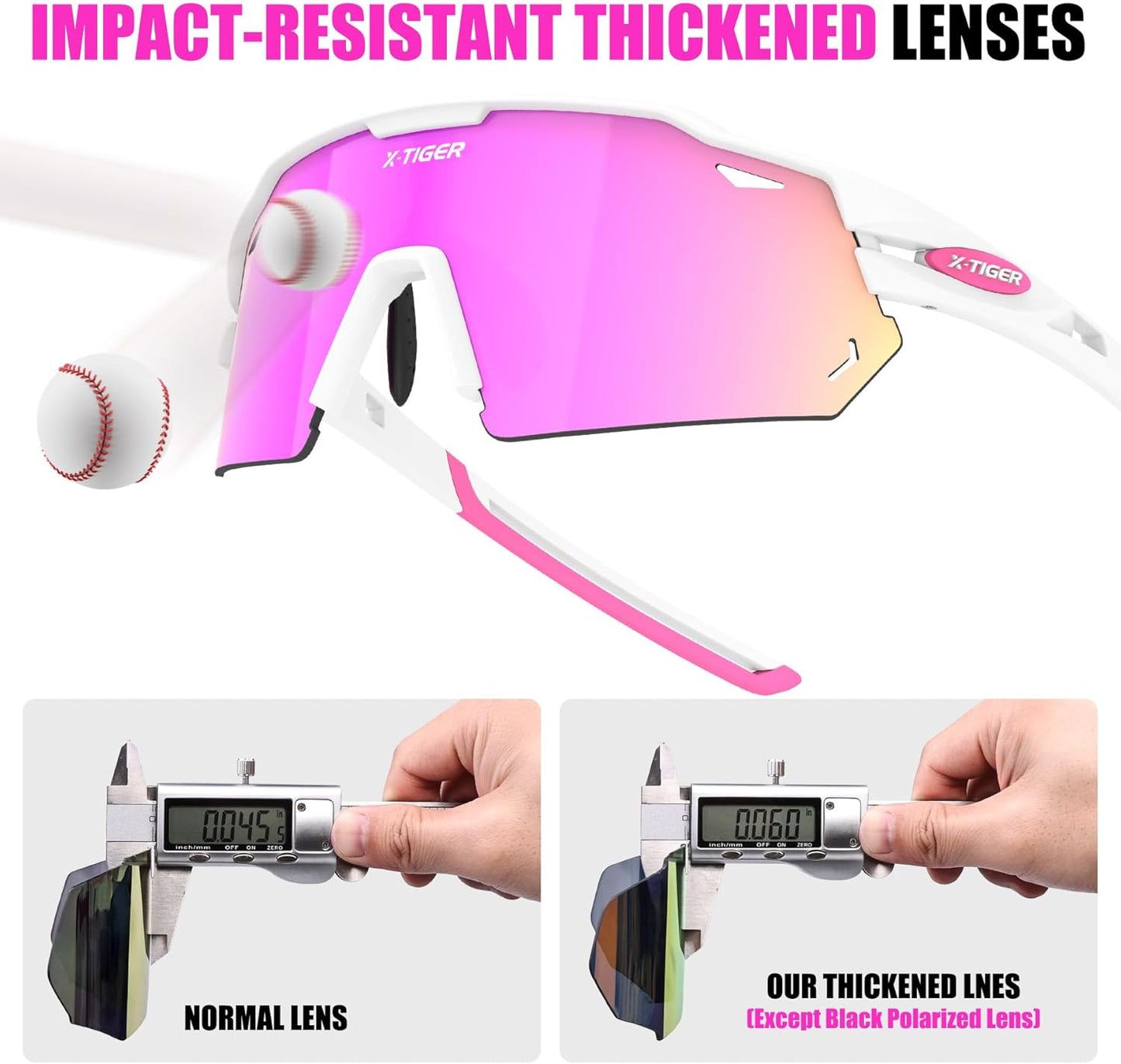 X-TIGER Polarized Cycling Glasses with 5 Interchangeable Lenses,MTB Biking Baseball Running Sports Sunglasses for Men Women