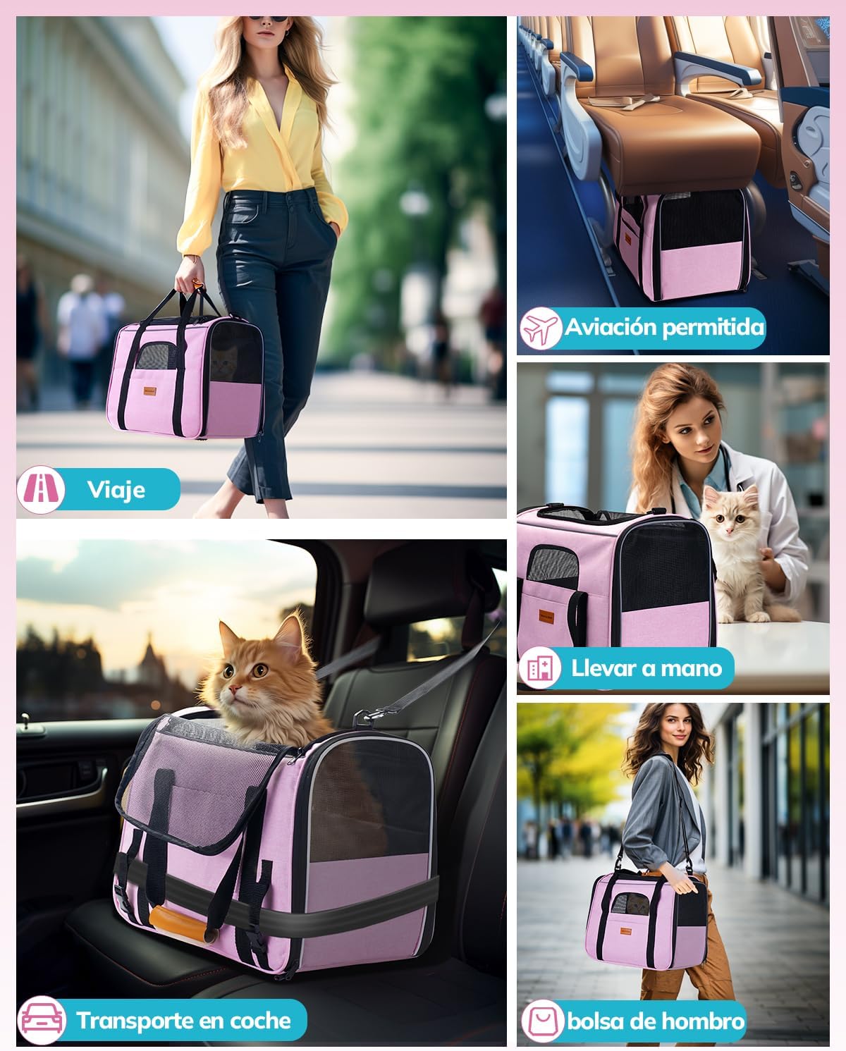 Morpilot Cat Carrier Soft - Portable Pet Carrier for Small or Medium Cats, Dogs and Puppy up to 14lbs, Airline Approved Dog Carrier with Safety Buckle - (Dark Gray)