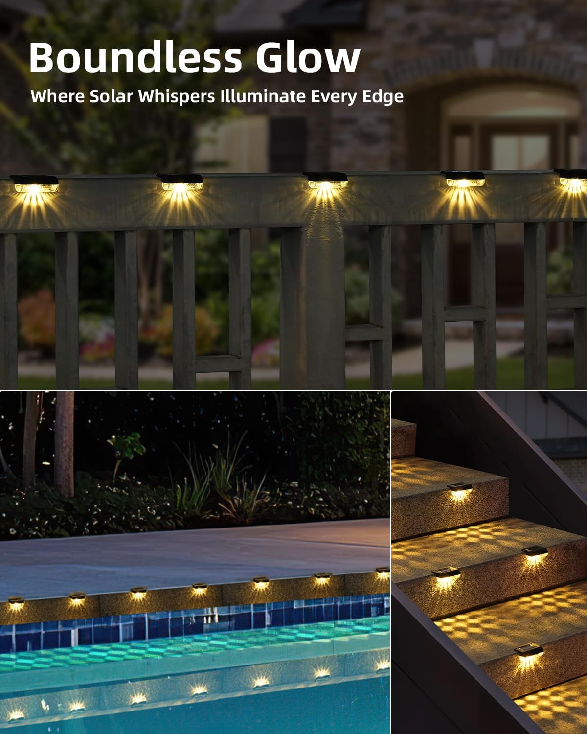 16Pack Solar Lights Outdoor Stair Lights 3000K Warm White