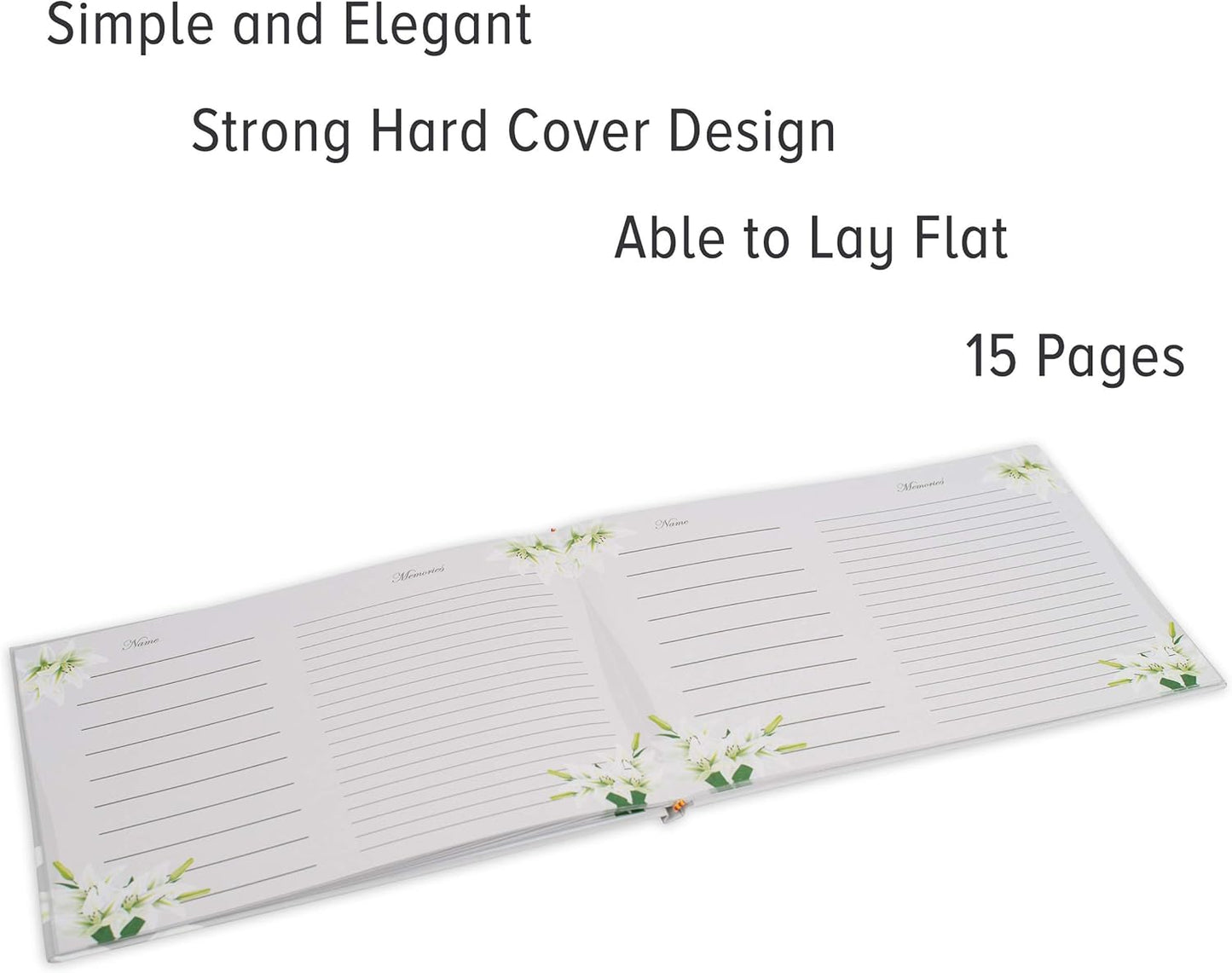 Customoffi Funeral Guest Book – Best for Memorial Service, Registry Book, Condolence and Bereavement Book – Classic and Elegant with 15 Sheets for Names and Memories