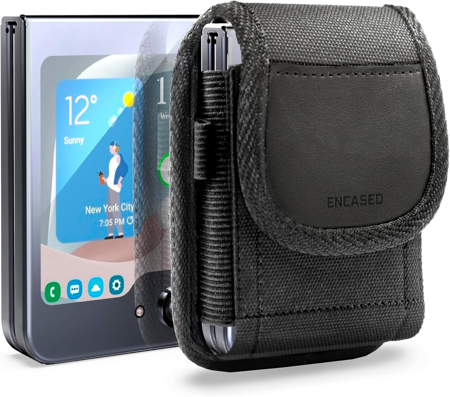 Encased XL Cell Phone Pouch Holster Compatible with Samsung Galaxy S21 / S22 /S23/S24 Ultra, iPhone 12/13/14/15/16 Pro Max Belt Clip Holder (Large Case Compatible)