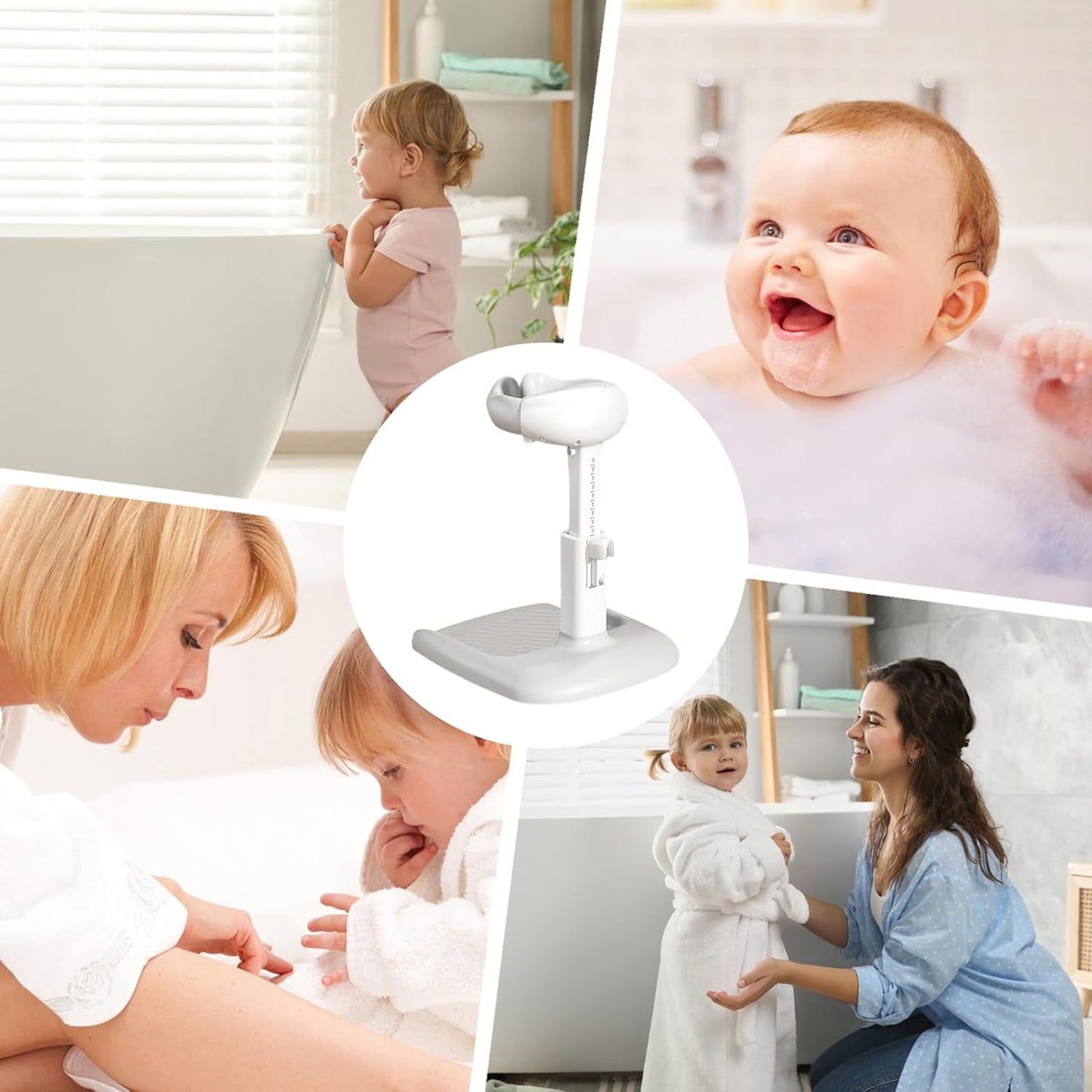 Baby Shower Stand - Standing Baby Bathtub for Kids aged 6-36 Months,Ergonomic Anti-Slip Base Support for Bathroom Boys Girls - PuriLite