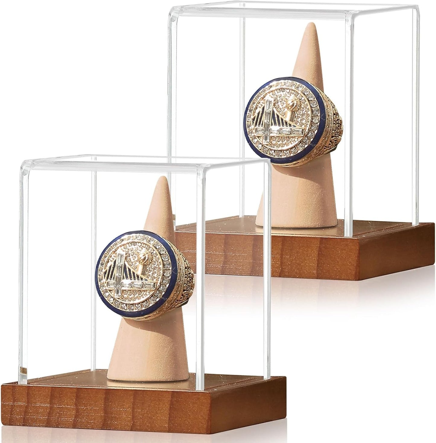 JupDec Baseball Display Case, Clear Cube Baseball Holder with Wooden Base, Autograph Baseball Stand Box for Single Ball, Acacia Wood, Brown, 1 Pack