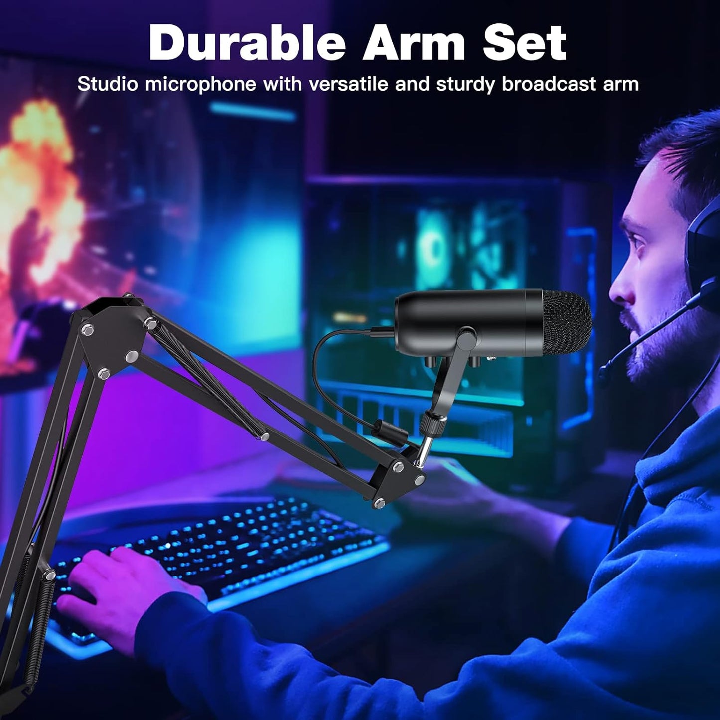 ZealSound USB Microphone,Condenser Phone Computer PC Mic kit,Plug&Play Gaming Microphones for PS 4&5.Mic Gain&Volume Control,Echo &Mute Button for Vocal,Record,Streaming,Discord YouTube Podcast on Mac